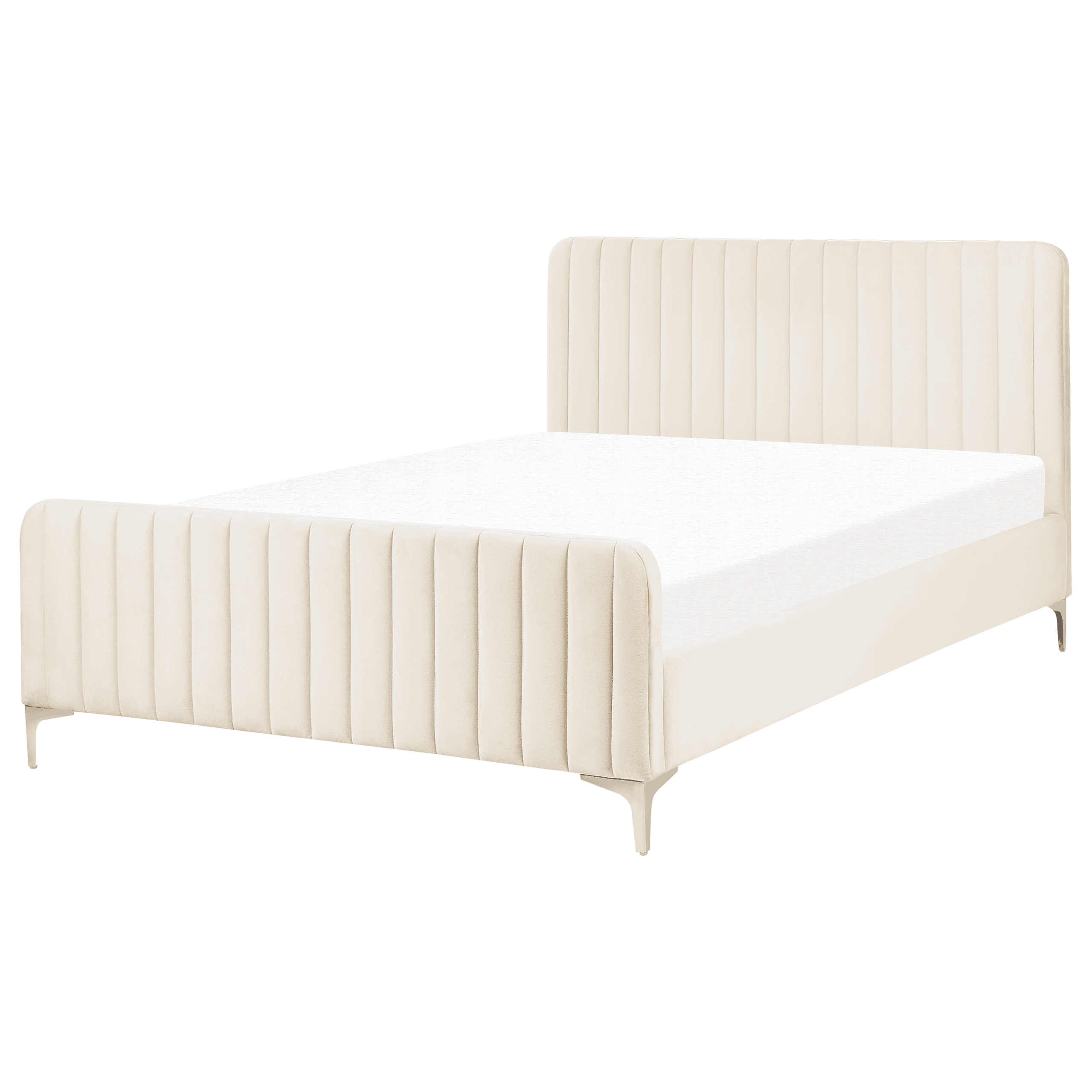 Sänky sametti LUNAN 140 x 200 cm Vaaleanbeige