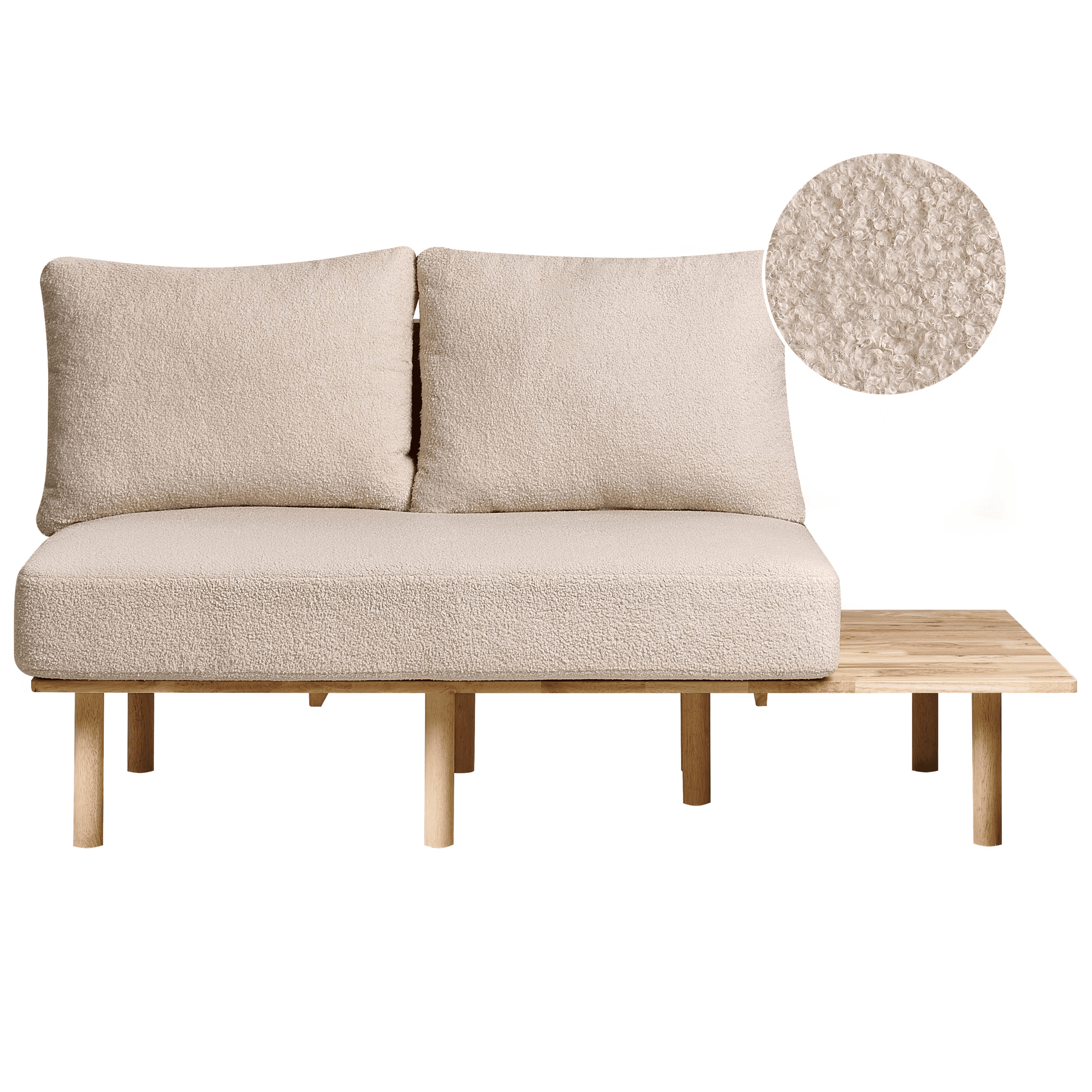Sohva SALO buklee Beige pöydillä 2-istuttava
