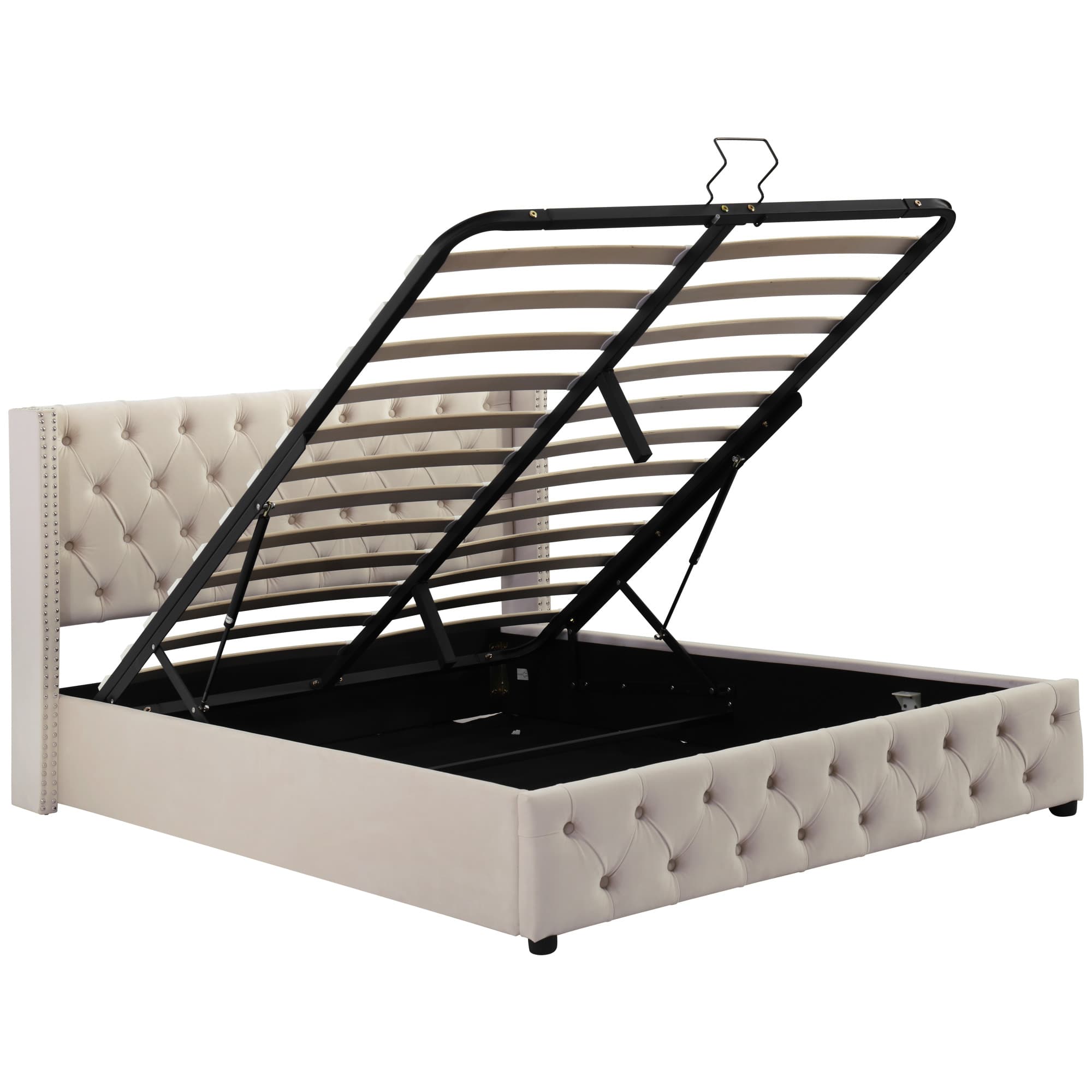 140x200 cm verhoiltu sängynrunko, tuplakorva niittikoristelu, beige