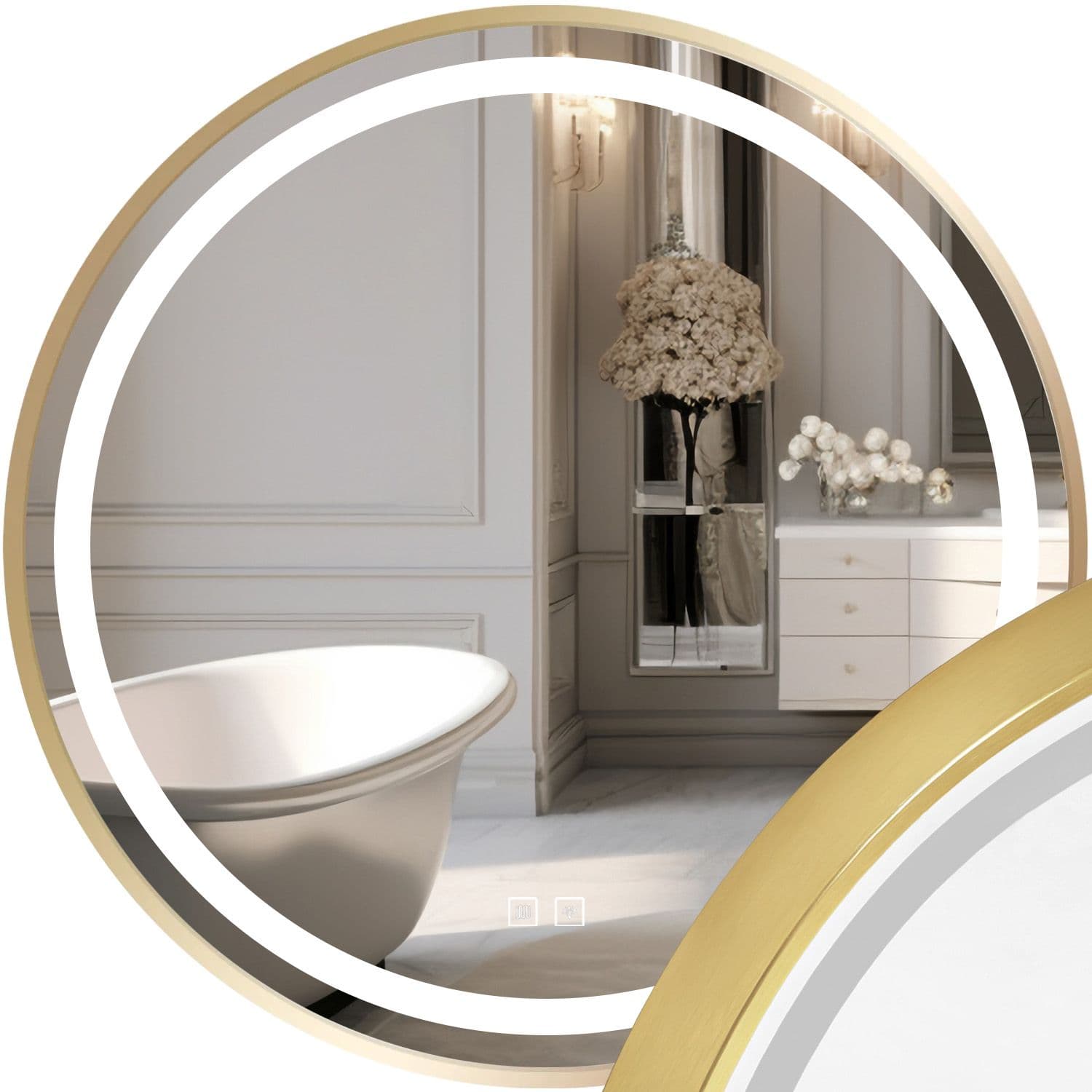 TUTUMI LED-seinäpeili MMJ kulta 90 kulta, 90x90x90cm