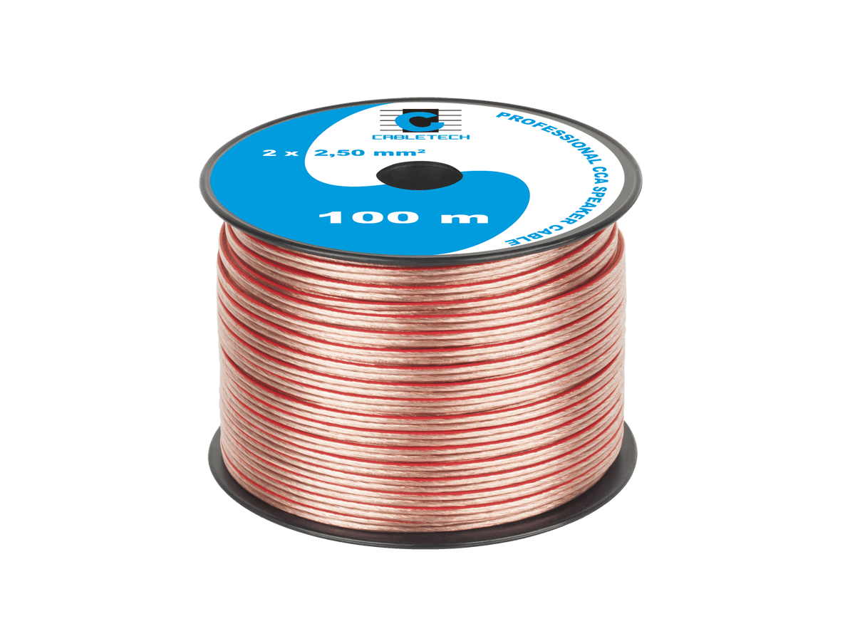 Kiinteä kaiutinkaapeli 100m 2x2.5 CCA Cabletech