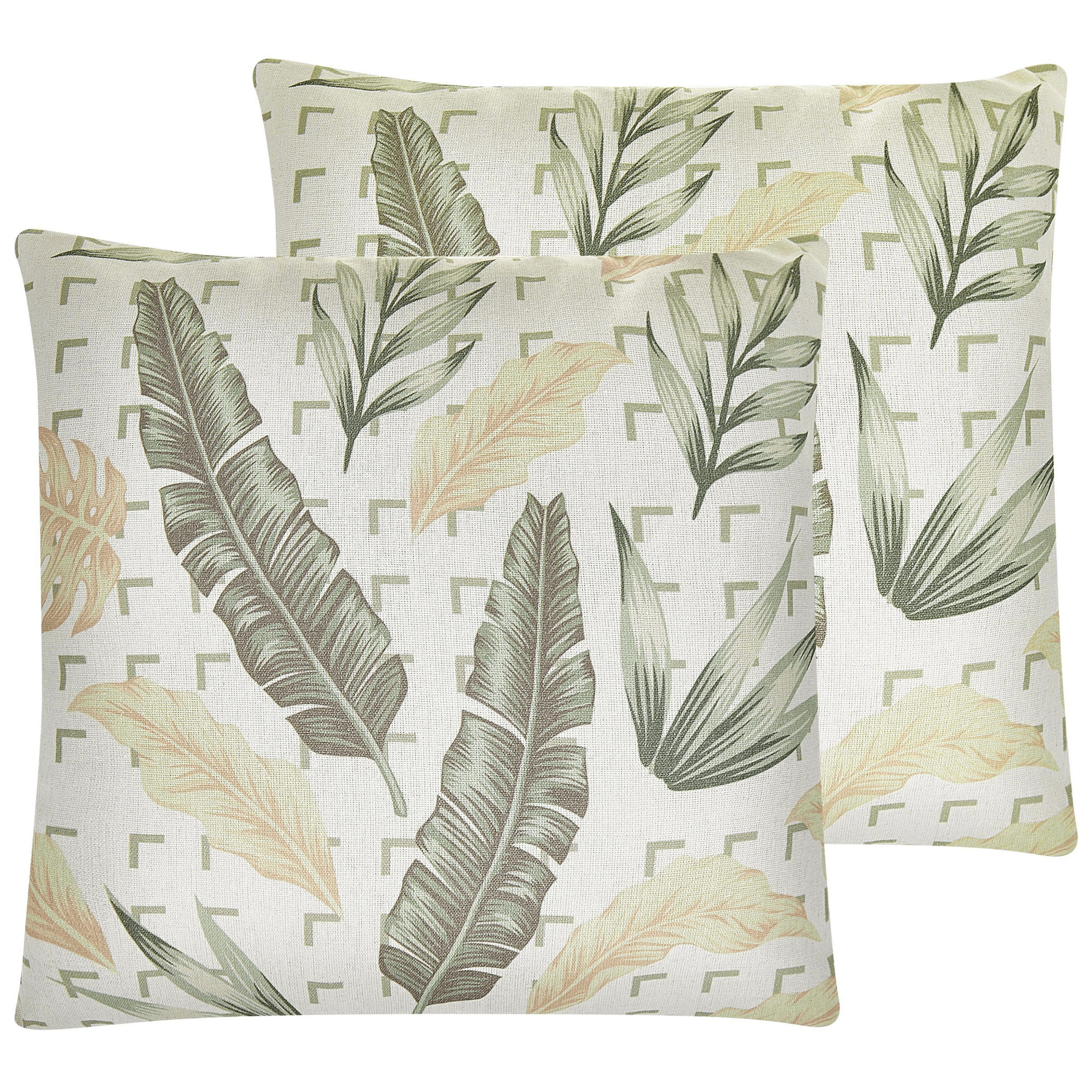 Koristetyynysetti 2 kpl RHAPIS 45 x 45 cm Vihreä Kasvikuvio