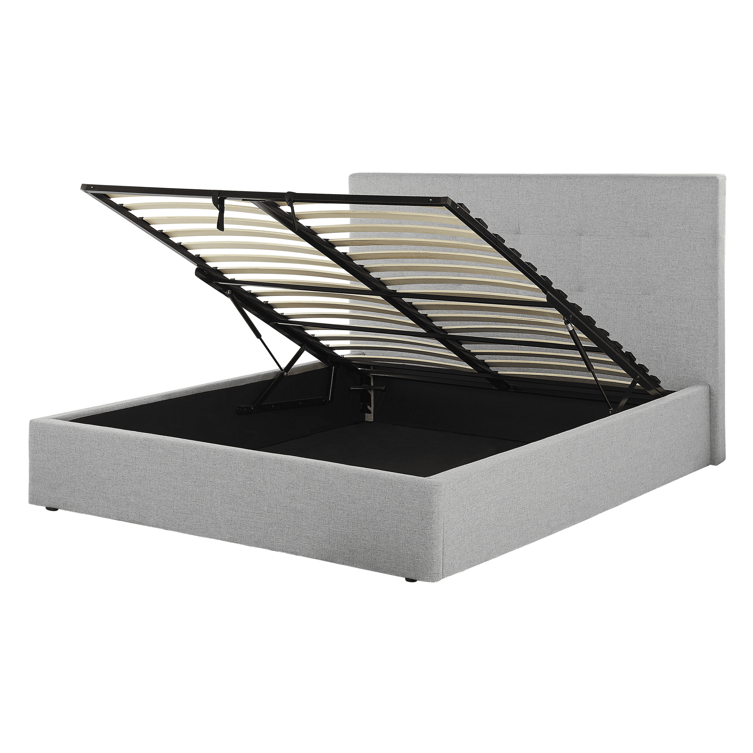 Sänky säilytystilalla kangas LORIENT 140 x 200 cm Vaaleanharmaa