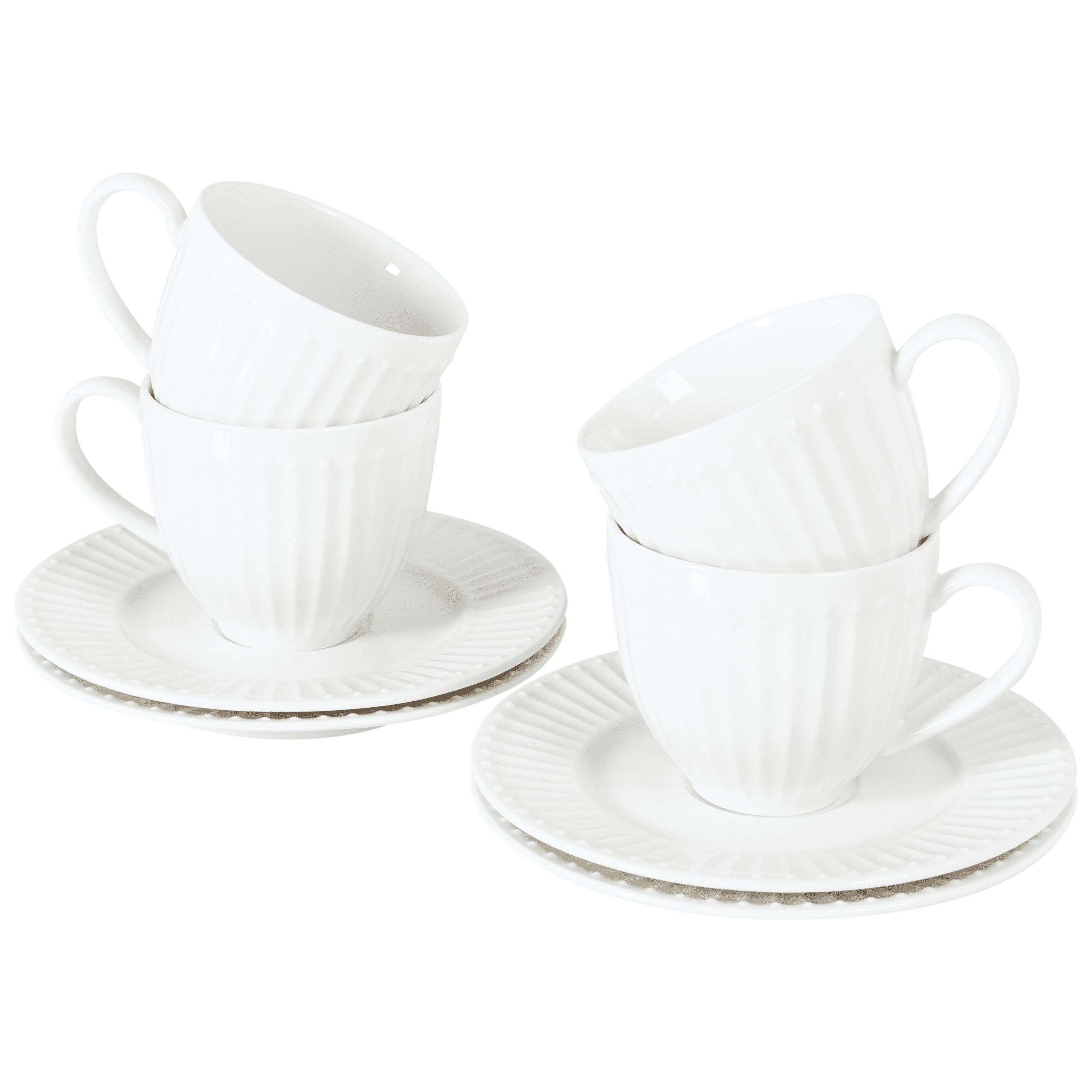 Kuppi- ja asettisetti 4 kpl COWSLIP posliini Valkoinen