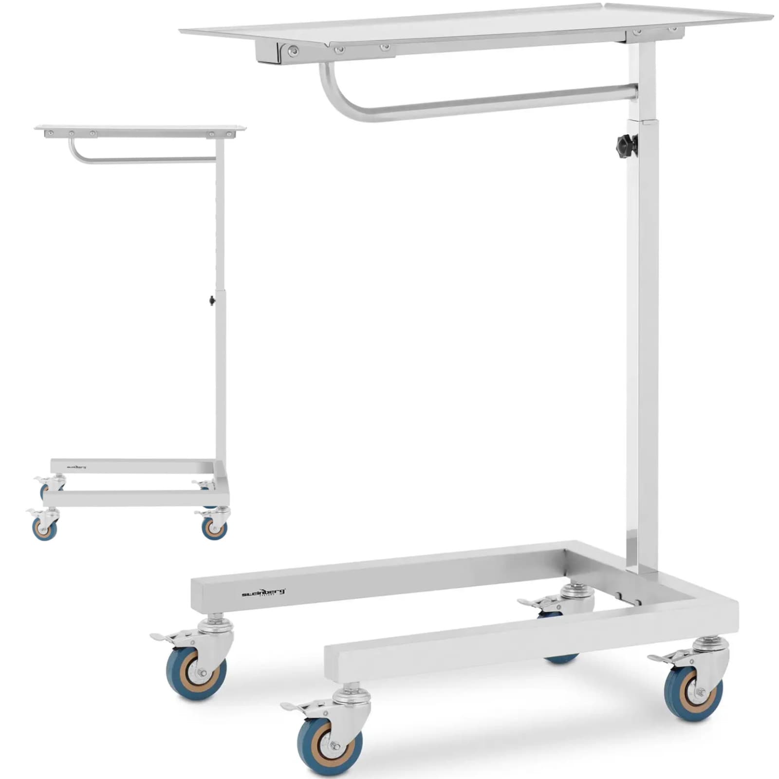 Pöytä, instrumenttikärry, hoitoavustaja, säädettävä, TERÄS 60 x 40 cm