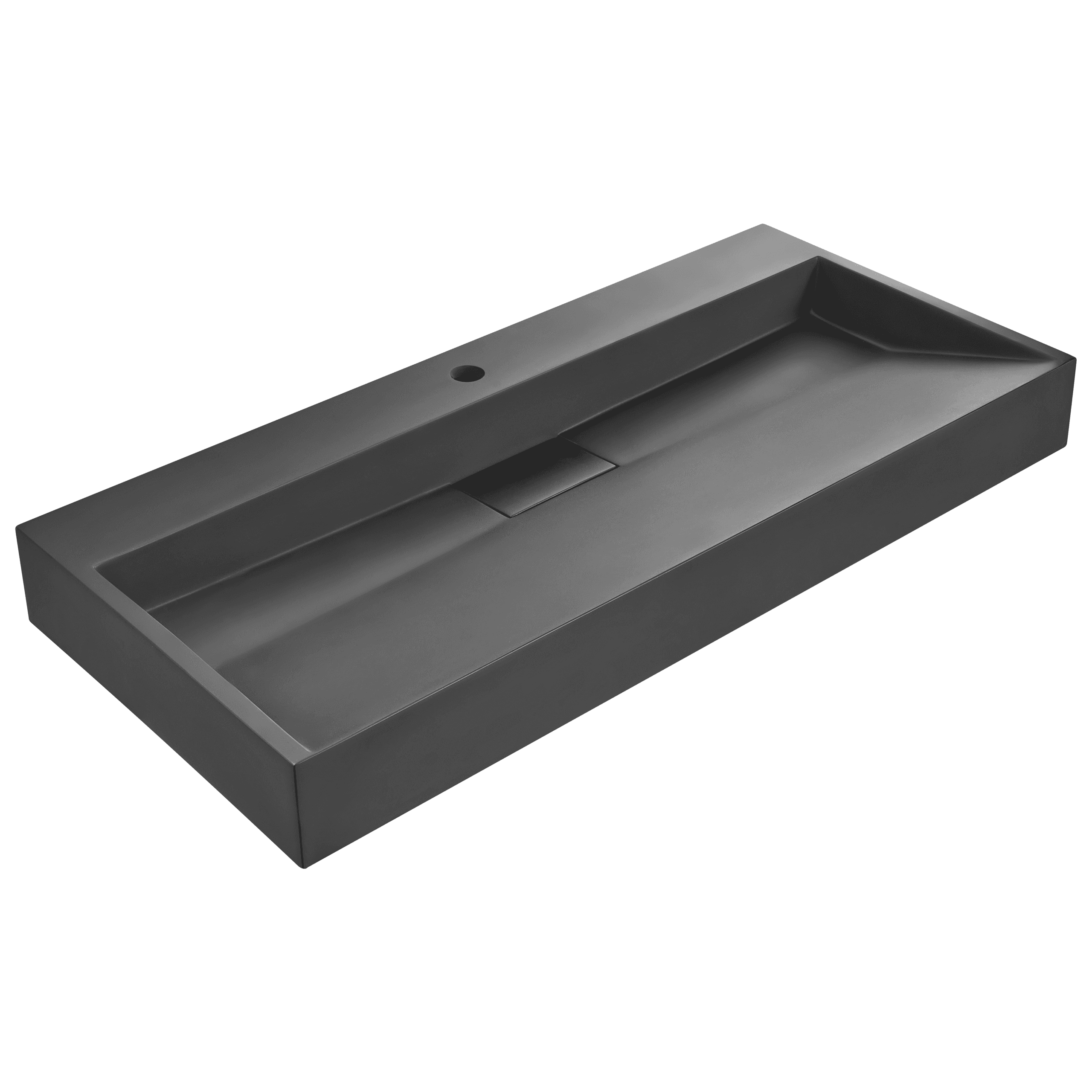Seinään kiinnitettävä pesuallas QUENKO 100 x 46 cm mineraalivalu Musta