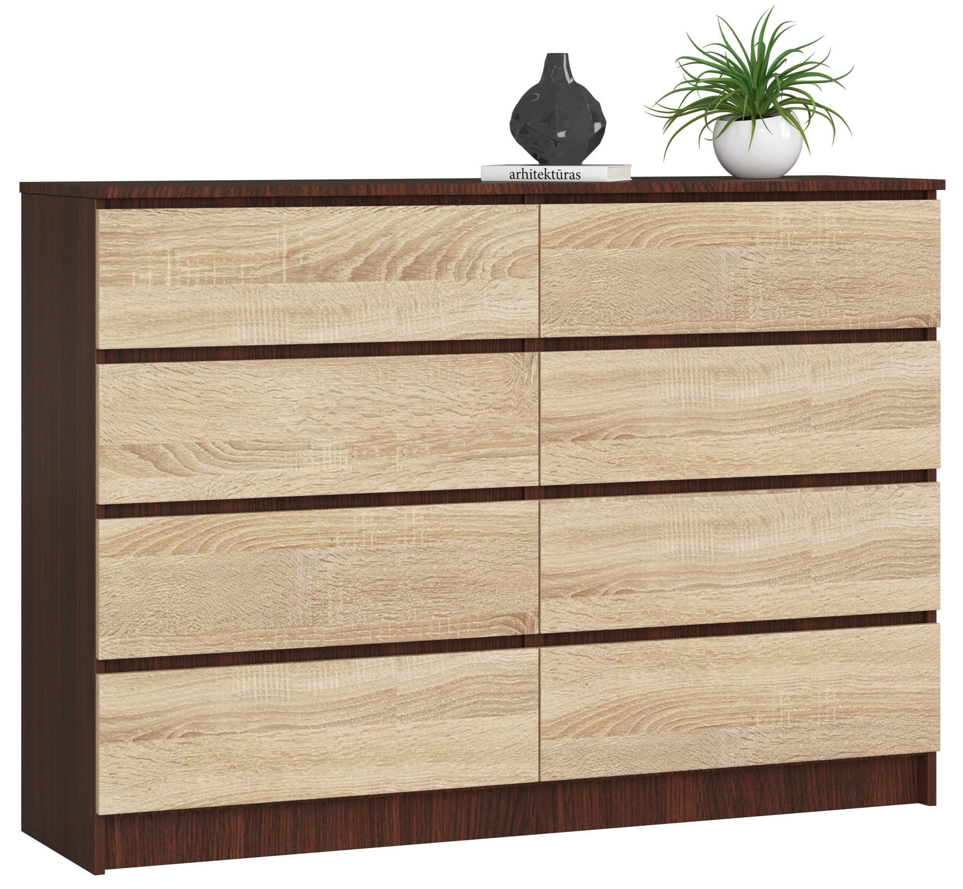 Akord Lipasto 8 laatikkoa Wenge/Sonoma-tammi 138x40x99