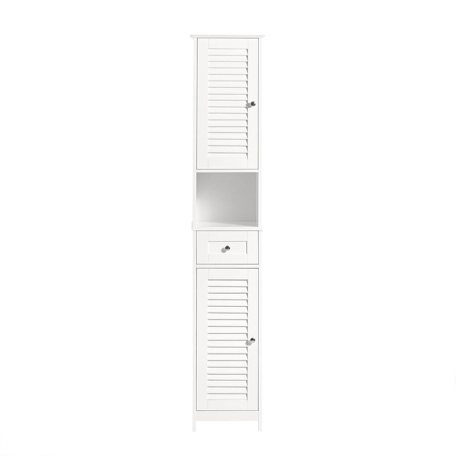 SoBuy Korkea wc-kaappi frg236-w, 2 ovea, 1 laatikko, valkoinen
