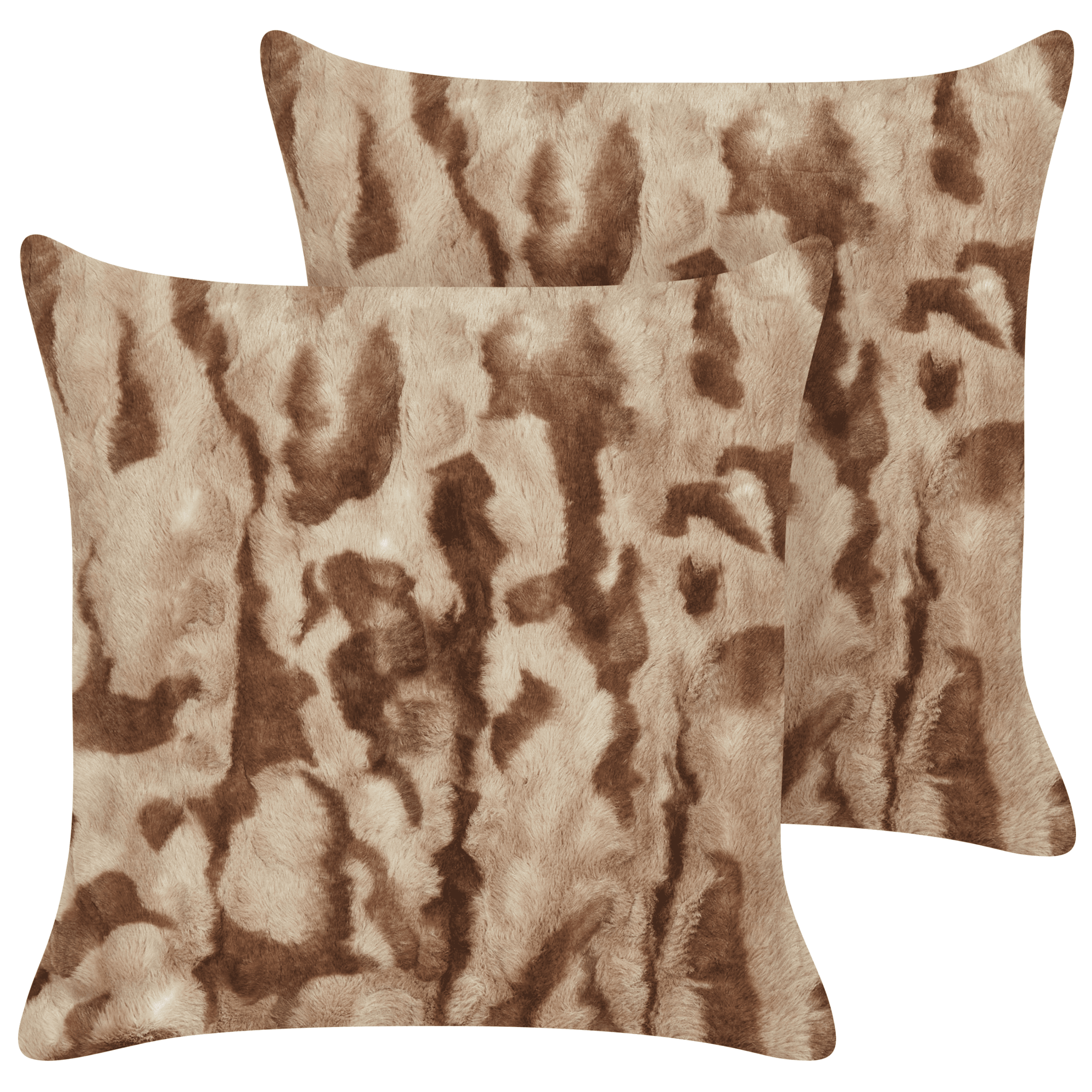 Koristetyynysetti 2 kpl BAKIRA keinoturkis 45 x 45 cm Ruskea Abstrakti kuvio