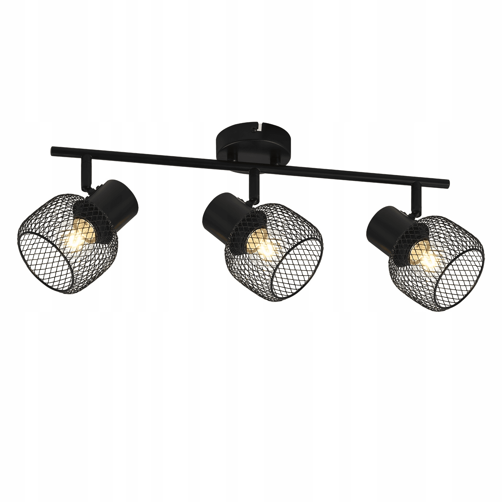 NETTLIFE - kattovalaisin, 3 pistettä, max. 25W, E27, musta Kattoon KiinnitettäväVintage - metallipolttimo Kääntyvä, 330°