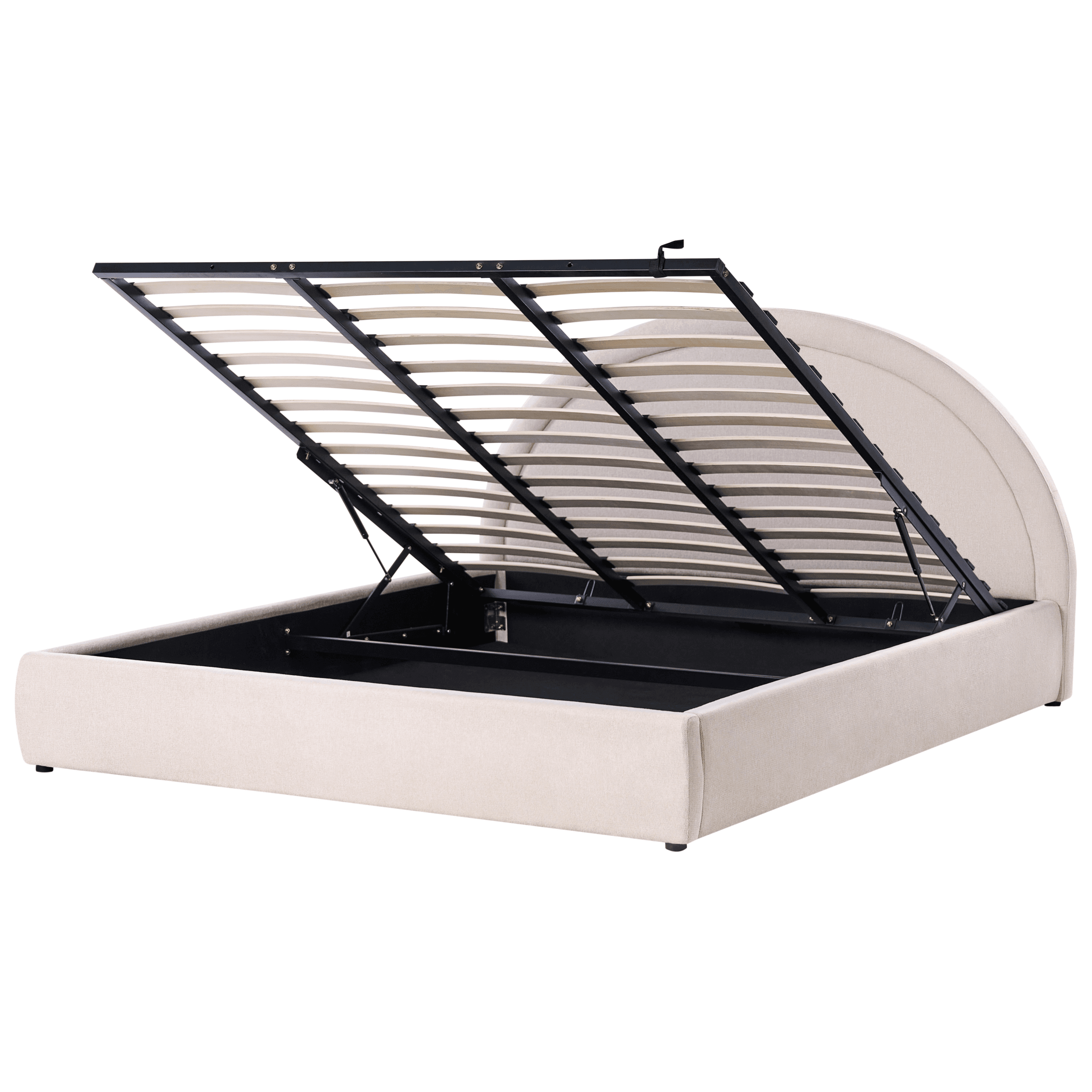 Sänky säilytystilalla kangas MOUZON 180 x 200 cm Vaaleanbeige