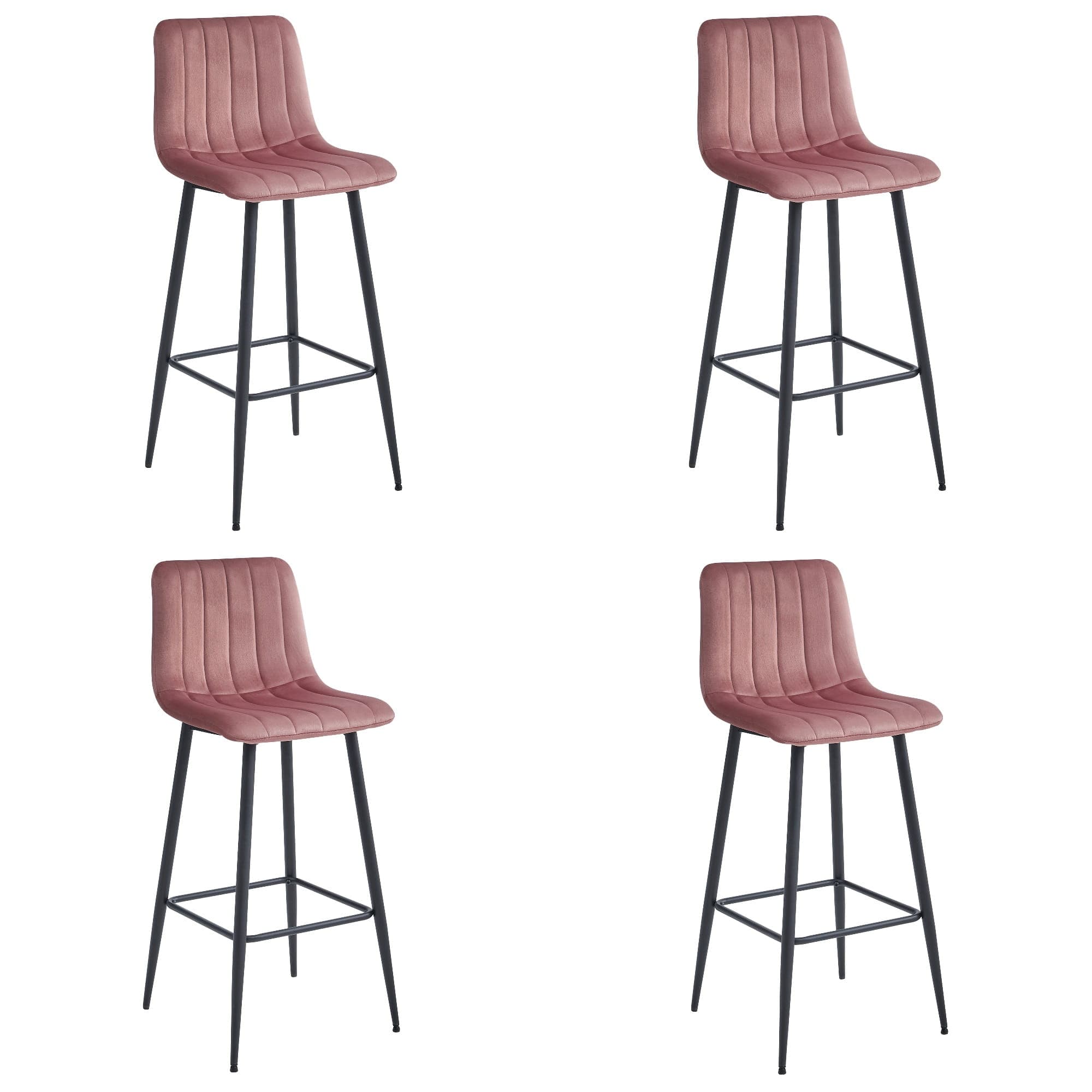 POZZA baarijakkara, tummanroosa sametti, mustat jalat (4 kpl)