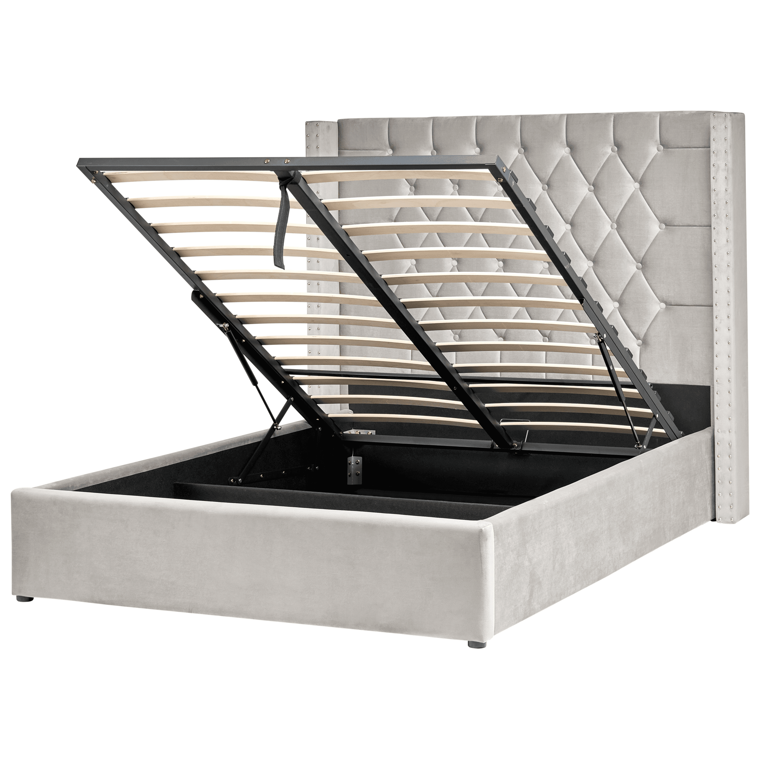 Sänky säilytystilalla sametti LUBBON 140 x 200 cm Vaaleanharmaa