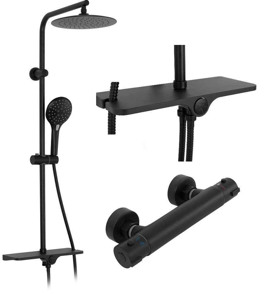 REA suihkusetti MIKE THERMOSTAT musta, 52X27, 5X98, 5CM