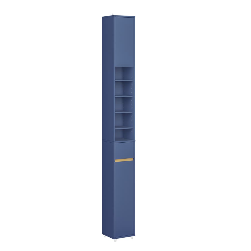 SoBuy Kylpyhuonekaappi tummansininen mdf 20x180x20cm säädettävillä hyllyillä BZR34-II-B