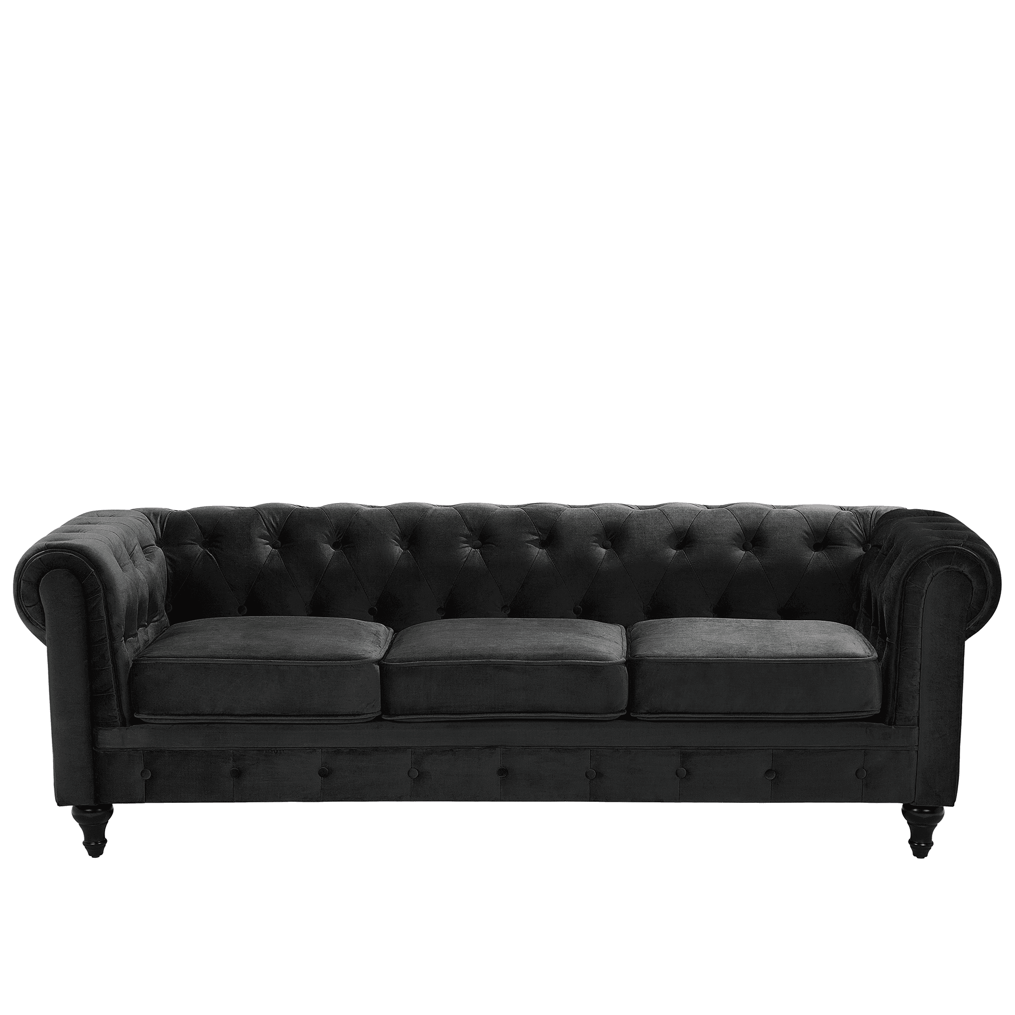 Sohva 3-istuttava CHESTERFIELD sametti Musta