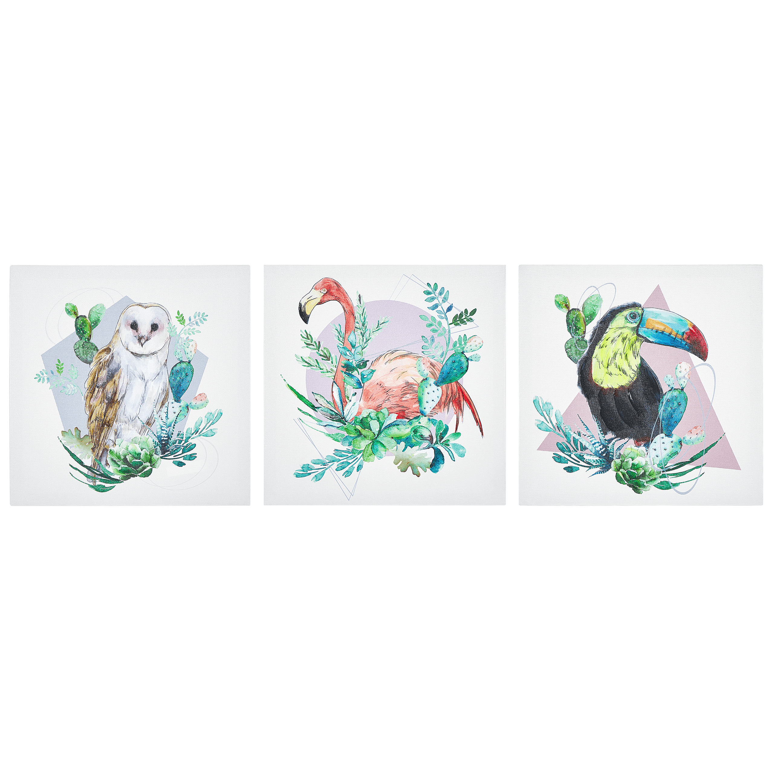 Canvas-taulusetti 3 kpl MENAKA Eläinaihe 30 x 30 cm Monivärinen