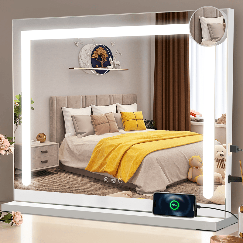 ZMH Meikkipeili valaistuksella 70x55x12 cm Himmennettävä LED-peili 3 valaistustilalla