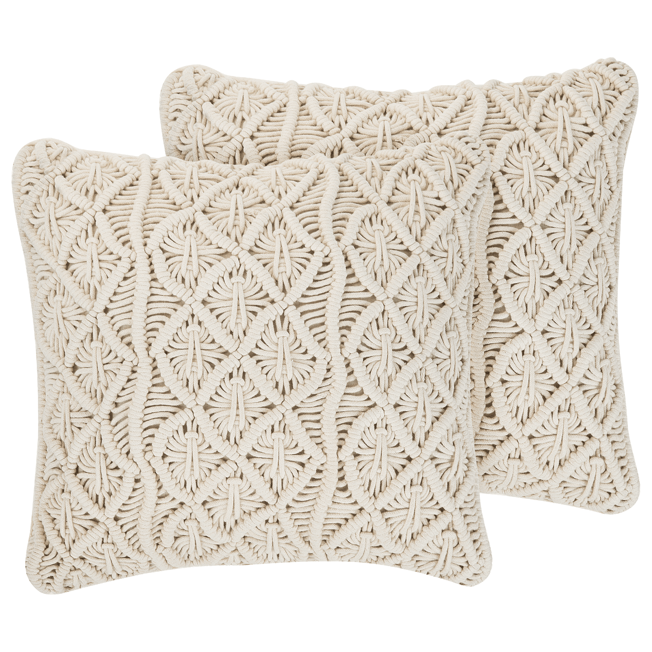 Koristetyynysetti 2 kpl GOREME puuvilla 45 x 45 cm Vaaleanbeige Geometrinen kuvio