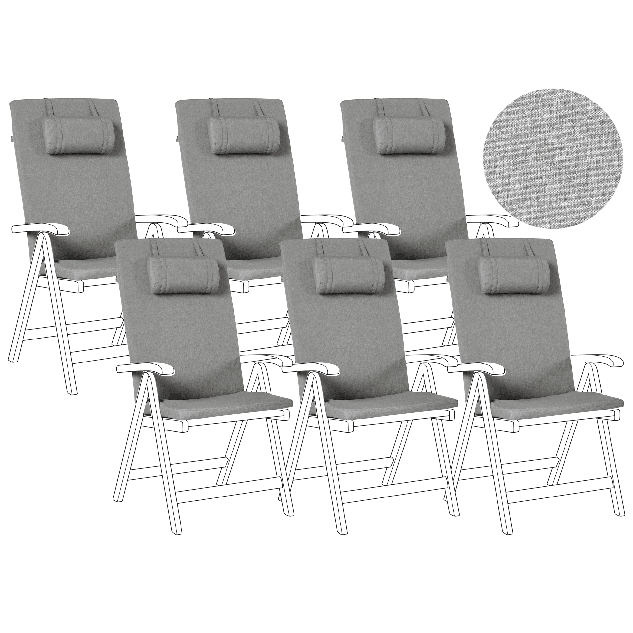 Selkä-/istuintyynysetti 6 kpl JAVA/AMANTEA PREMIUM 50 x 70 cm Meleerattu harmaa