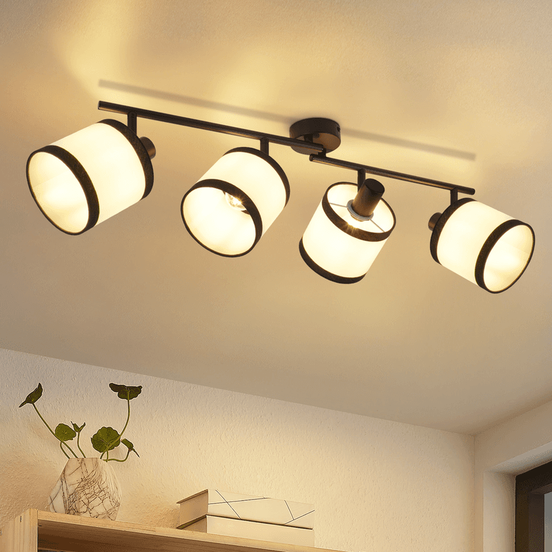 ZMH 4-lamppuinen kattovalaisin - Vintage E14 LED-kohdevalaisin kankaasta, 350° kääntyvä, makuuhuoneisiin (polttimot eivät sisälly)