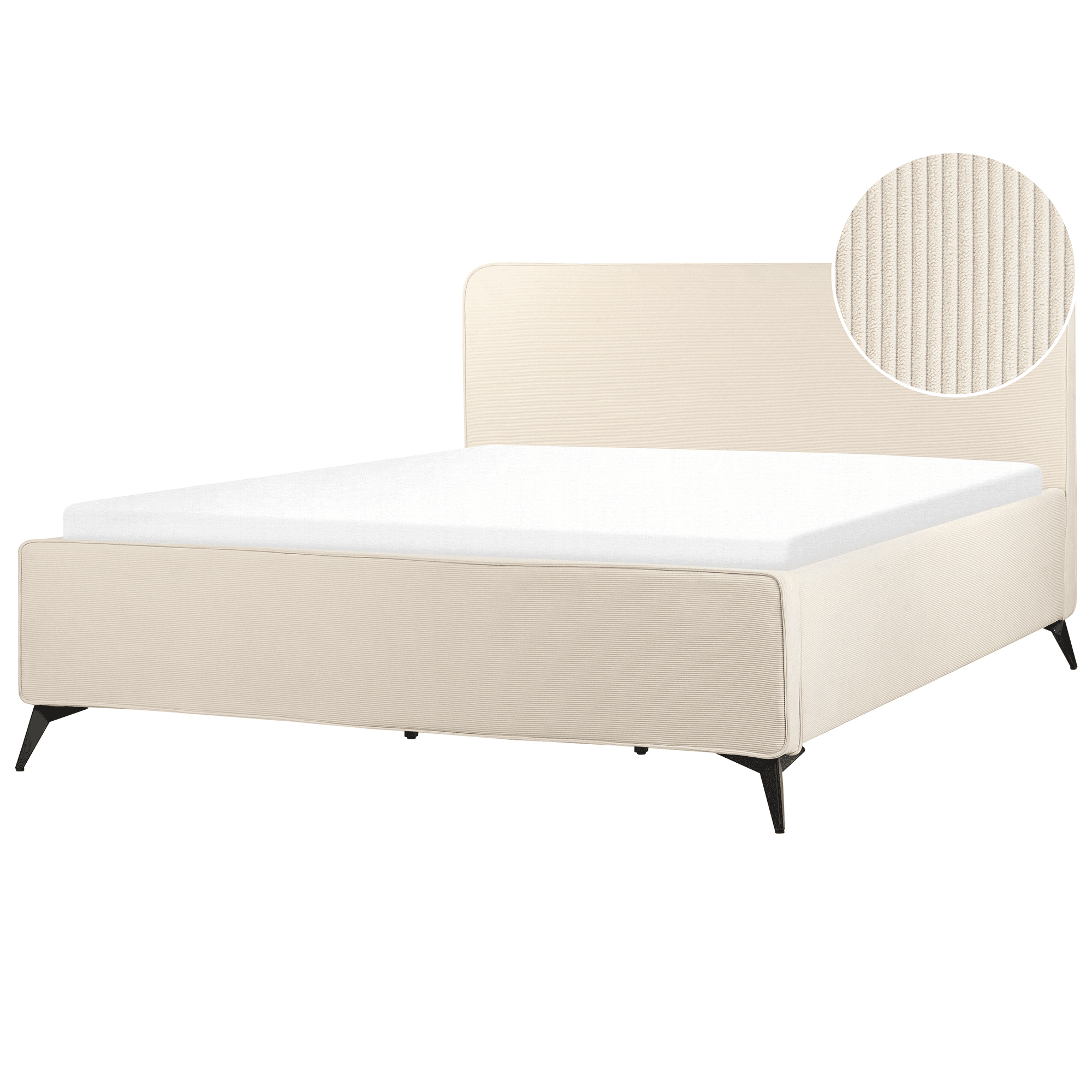 Sänky vakosametti VALOGNES 180 x 200 cm Vaaleanbeige