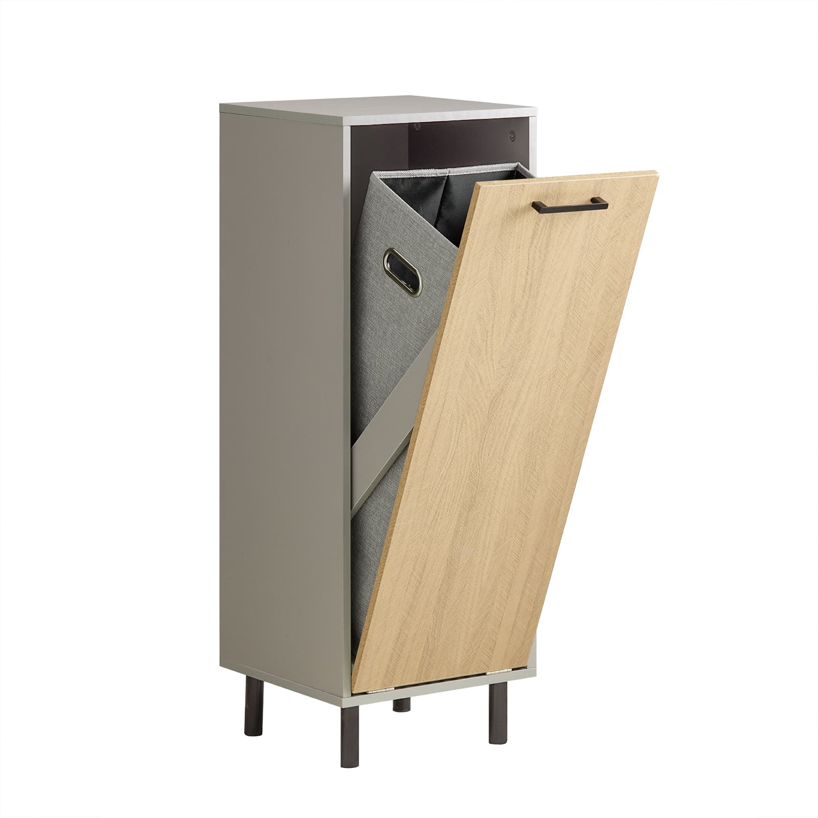 SoBuy Pyykkikaappi BZR132-NG luonnonkuitu harmaa 31.5x30x86.3cm