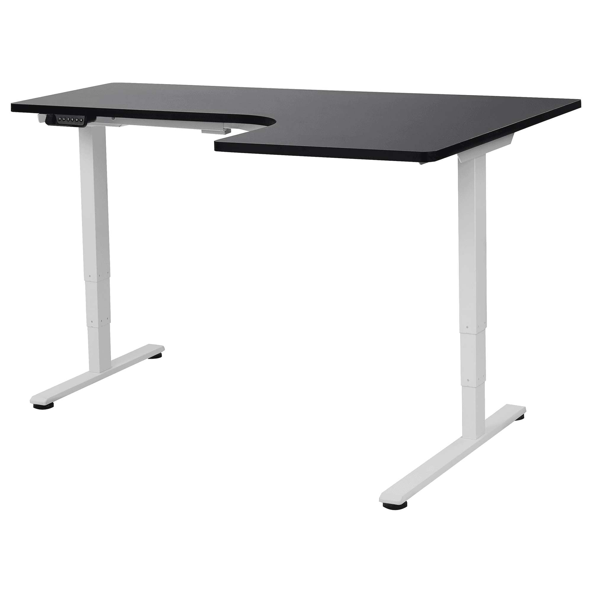 Sähkösäädettävä oikea kulmatyöpöytä DESTINES Musta/valkoinen 160 cm 109 cm Oikea