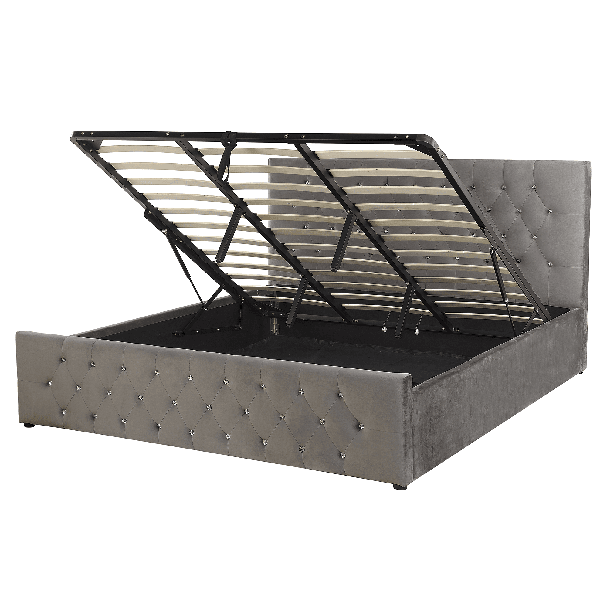 Sänky säilytystilalla sametti AMIENS 180 x 200 cm Harmaa