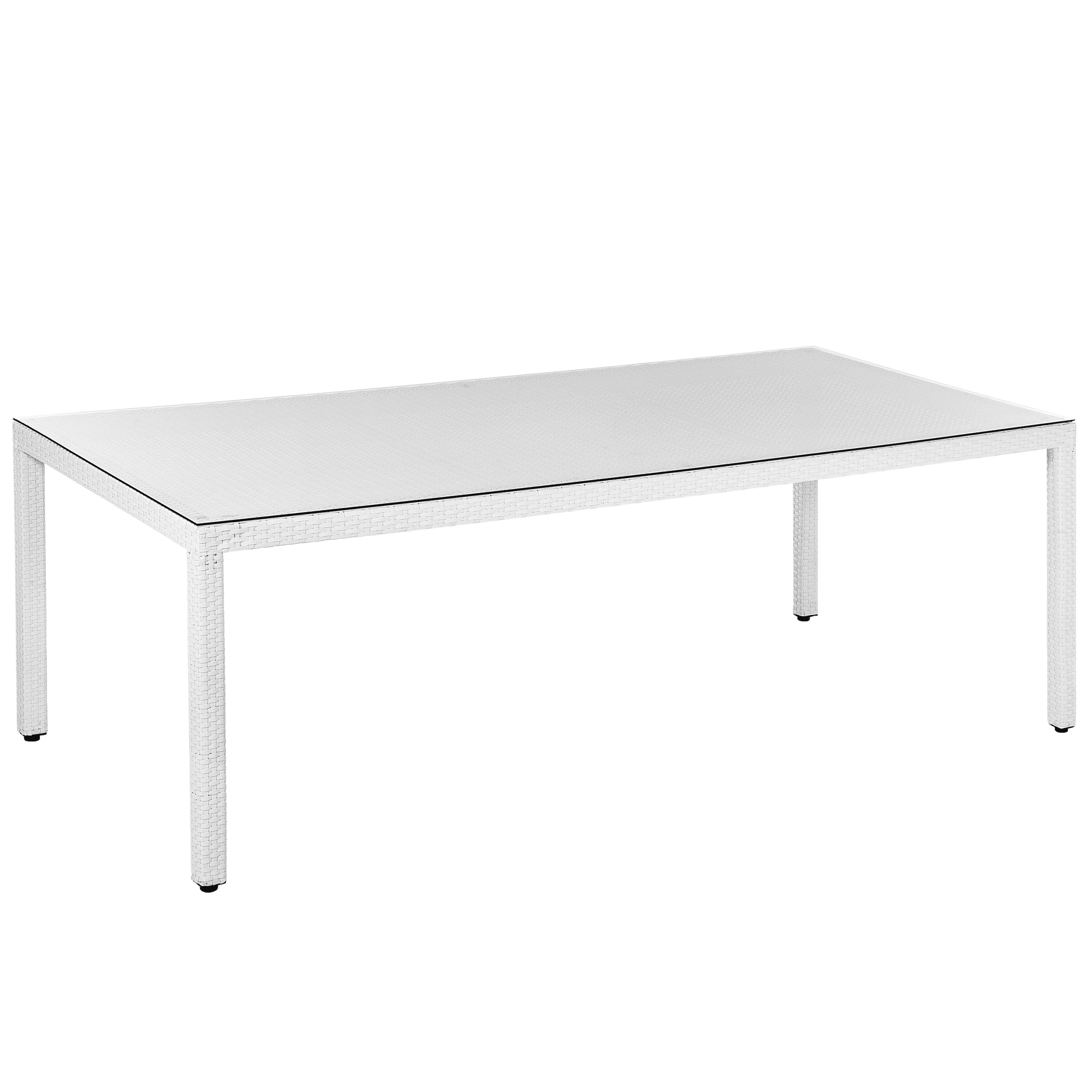 Puutarhapöytä ITALY 220 cm 100 cm lasi Valkoinen