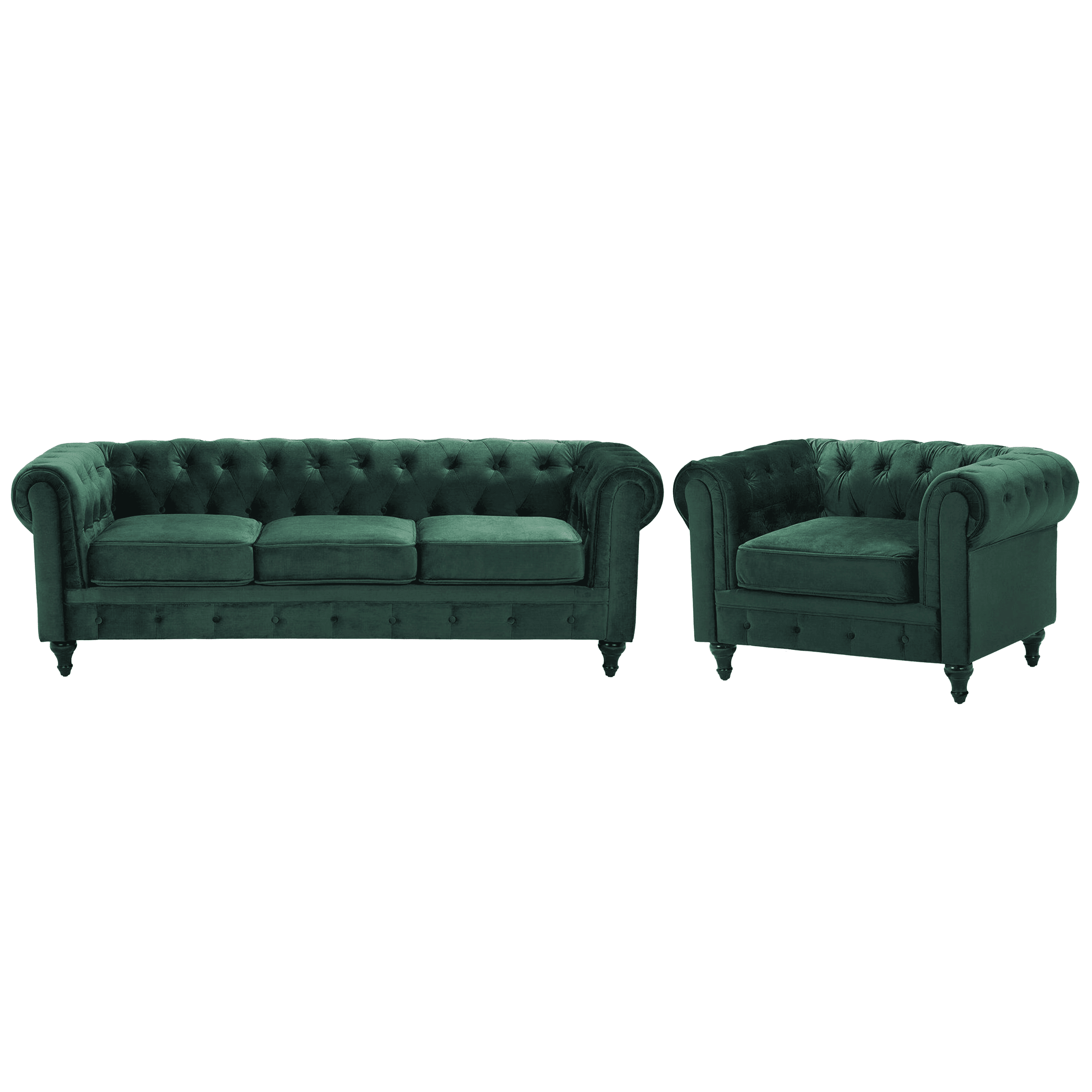 Sohvaryhmä 4-istuttava CHESTERFIELD sametti Smaragdinvihreä