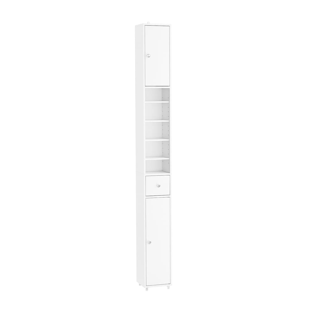 SoBuy Kylpyhuonekaappi 20x180x20 cm mdf säädettävillä hyllyillä valkoinen BZR34-II-W
