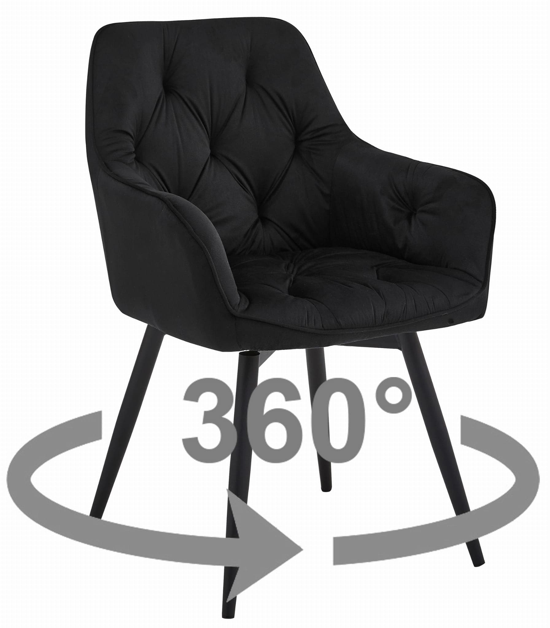 JORK360 pyörivä tuoli, musta sametti, mustat jalat (1 kpl)