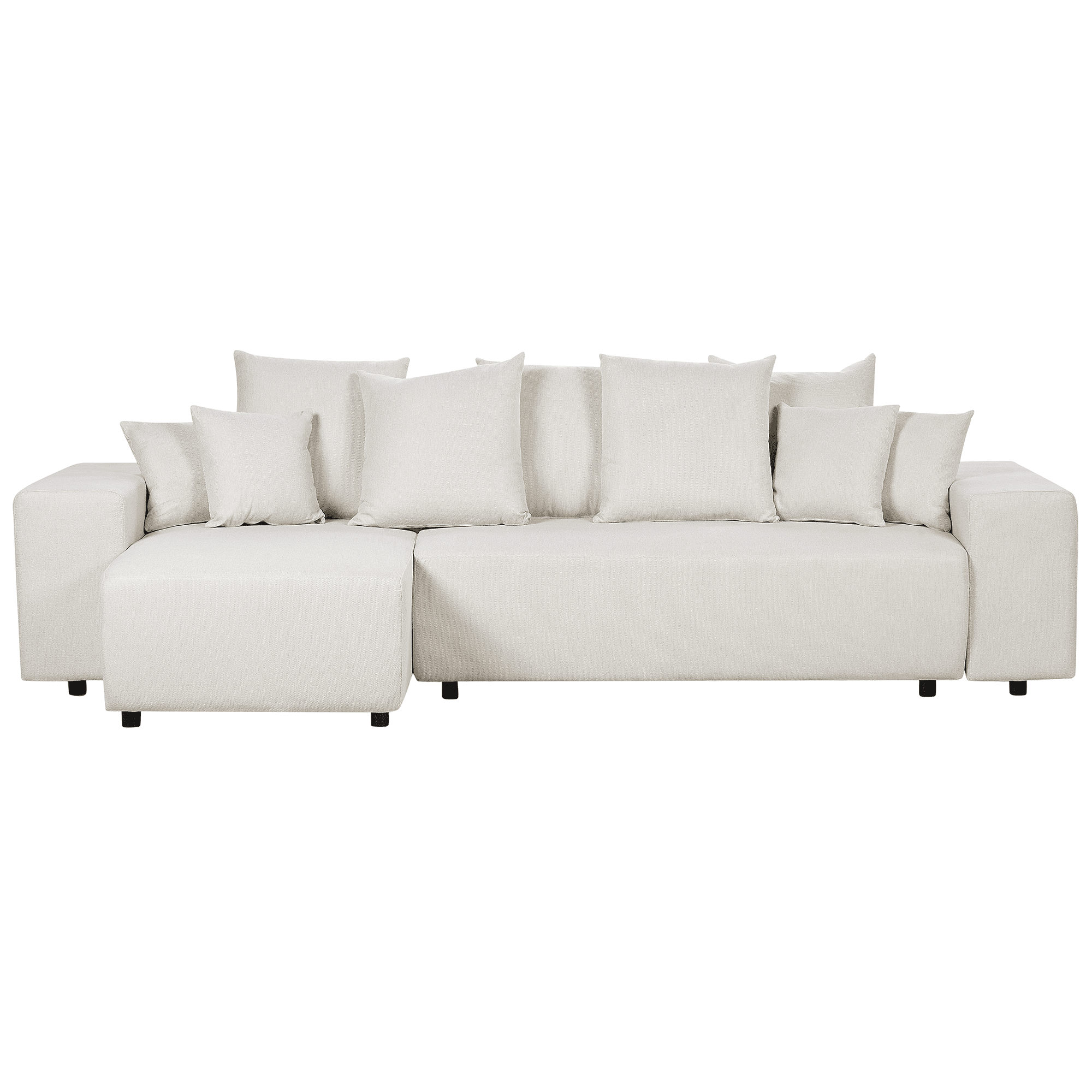 Kulmavuodesohva LUSPA kangas Vaaleanbeige säilytystila 3-istuttava Oikea