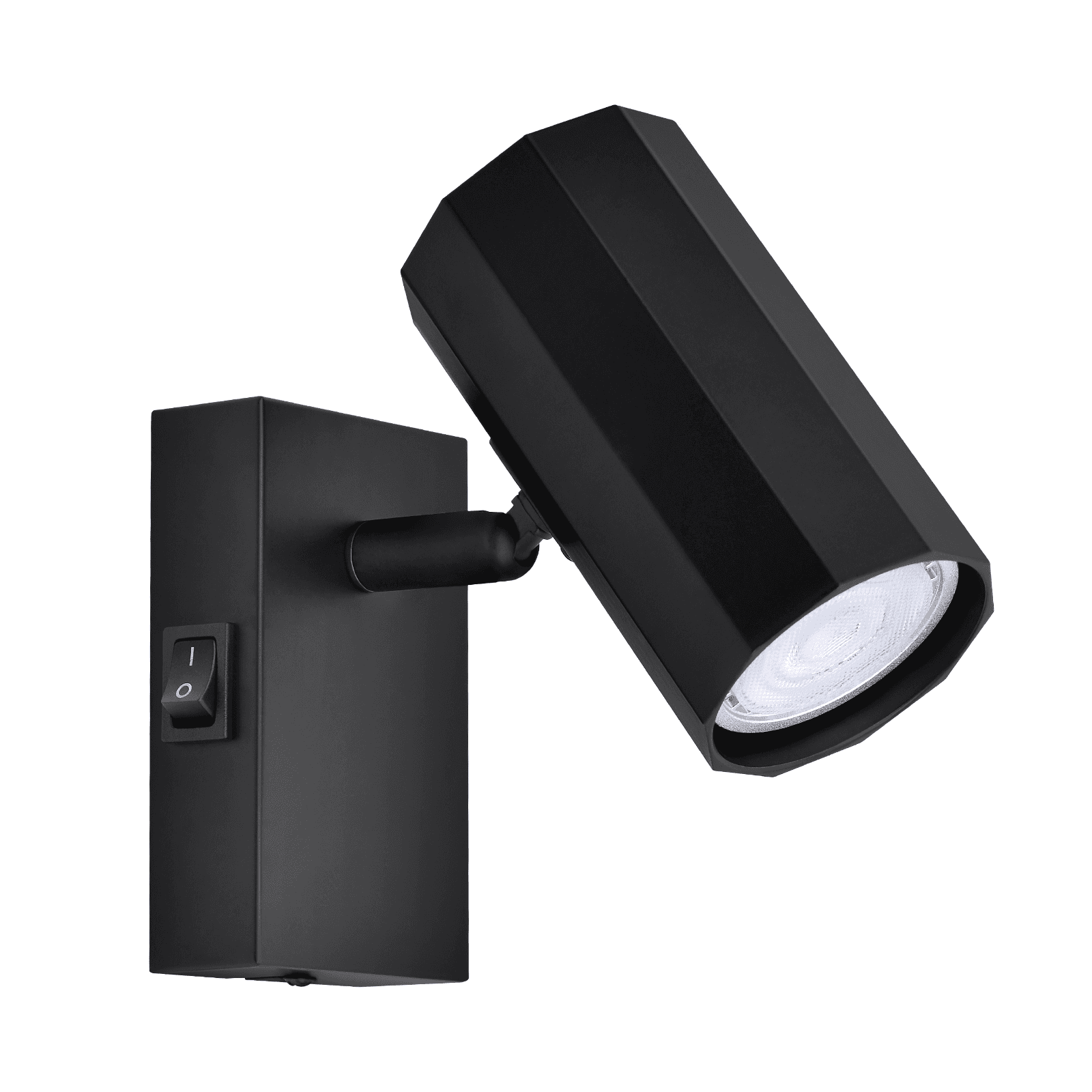 NETTLIFE 1- liekkinen musta seinäkohdevalaisin - Seinävalaisin metallisella kytkimellä GU10 Käytävävalaisin, säädettävä 350°, maks. 40W