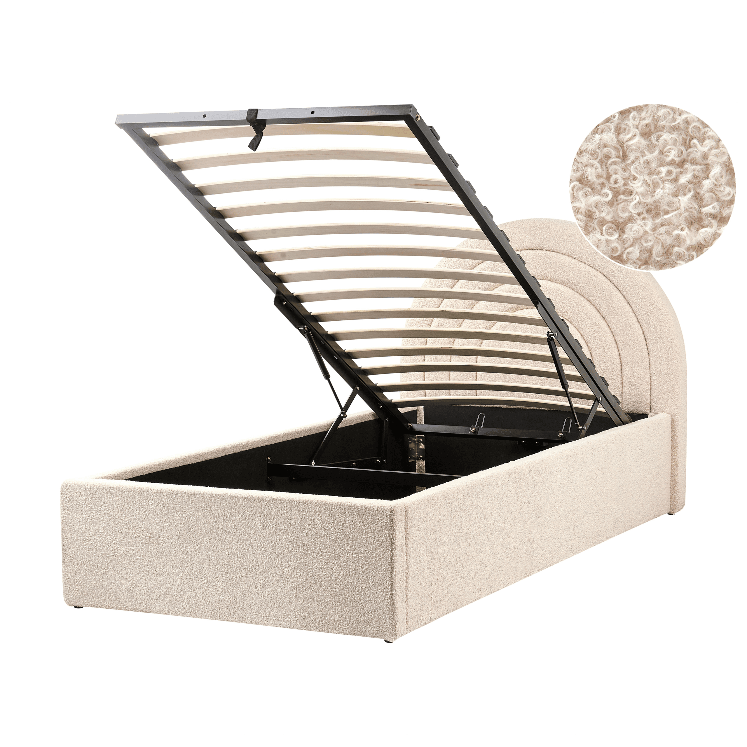 Sänky buklee säilytystila beige 90 x 200 cm ANET