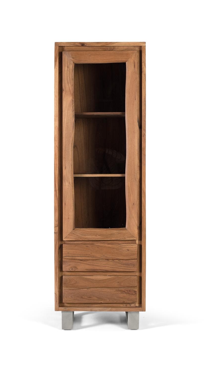 Vitriini massiiviakasiapuusta ja lasista