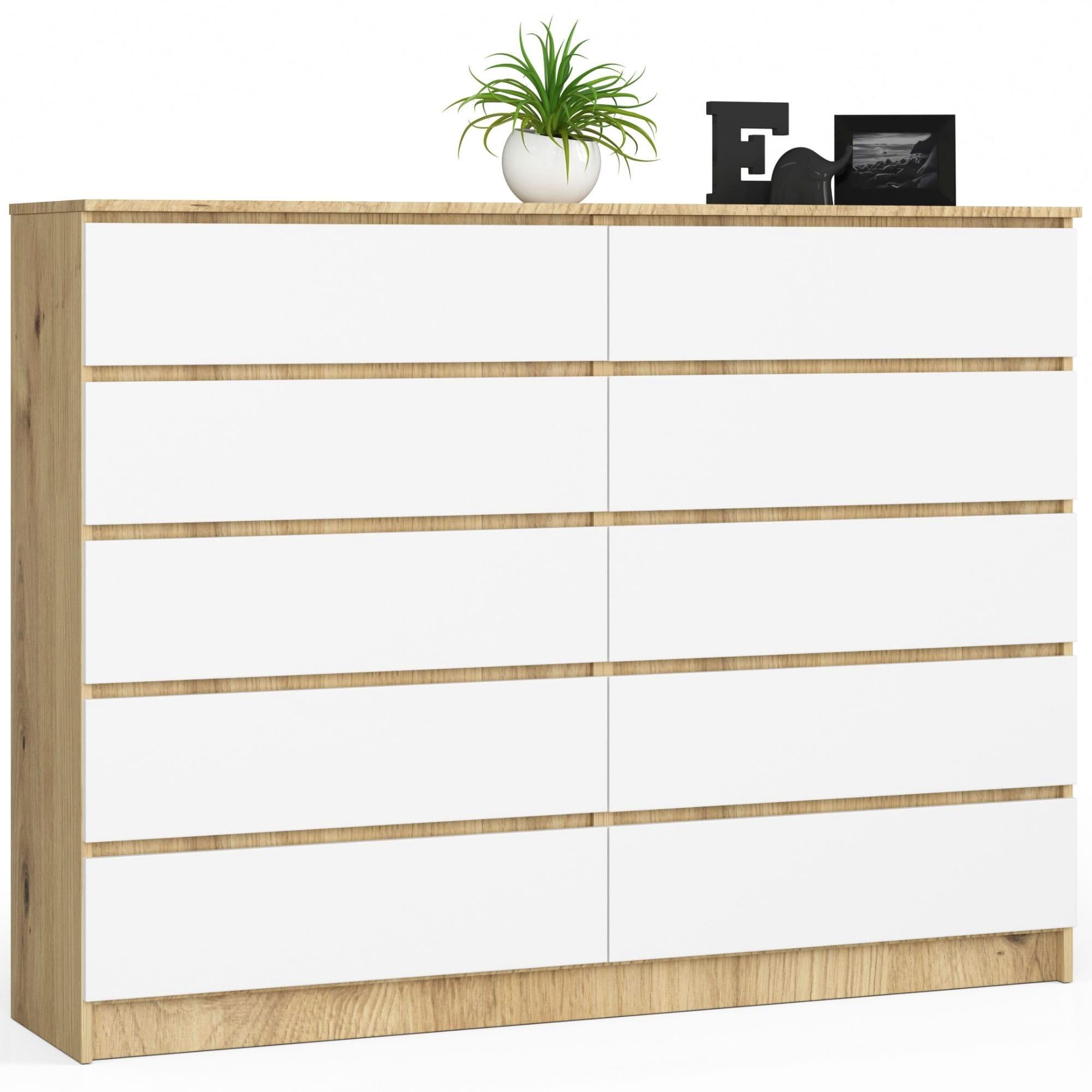 Akord Lipasto 10 laatikkoa Artisan-tammi/Valkoinen 160x40x121