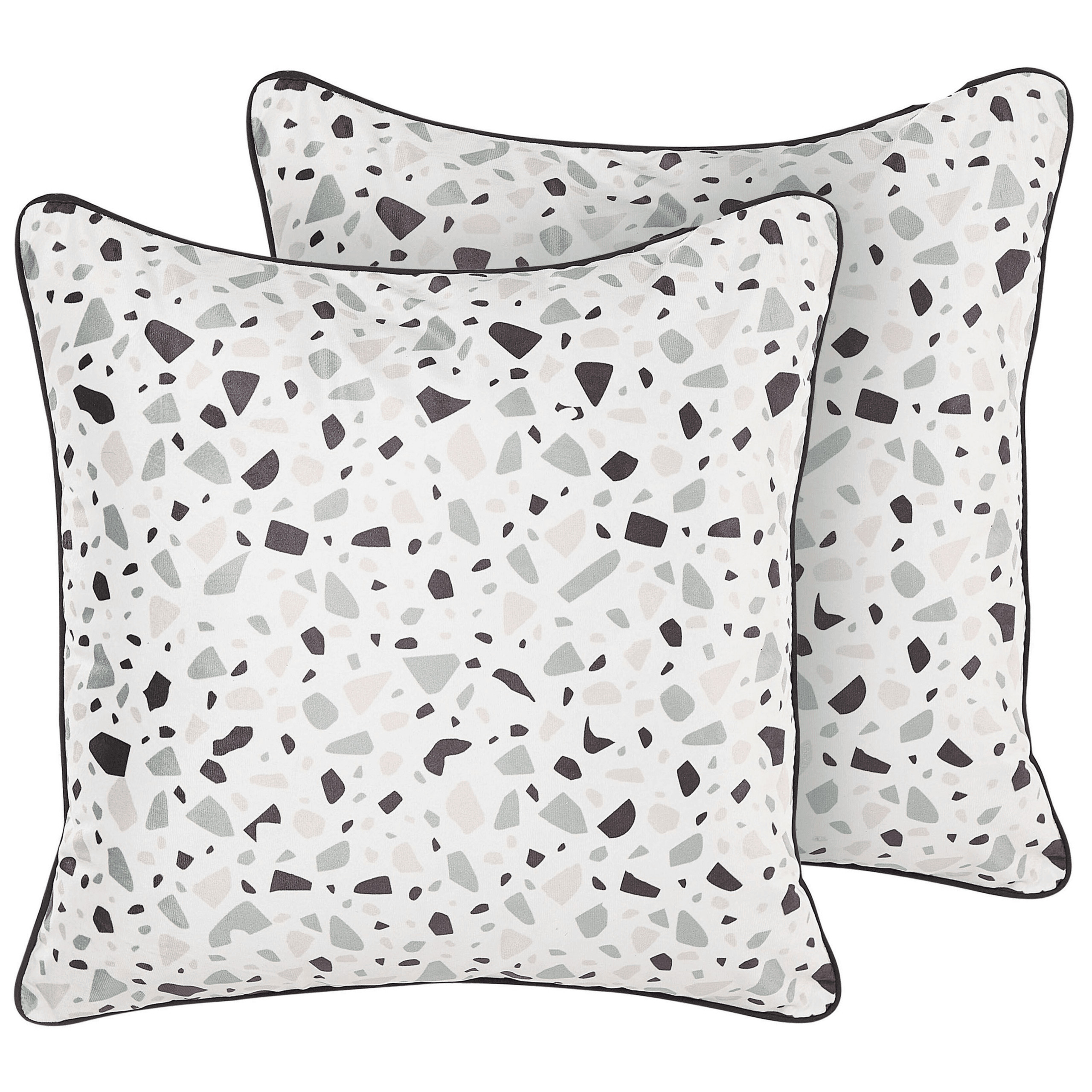 Koristetyynysetti 2 kpl LAVENDER sametti 45 x 45 cm Valkoinen Terrazzo-kuvio