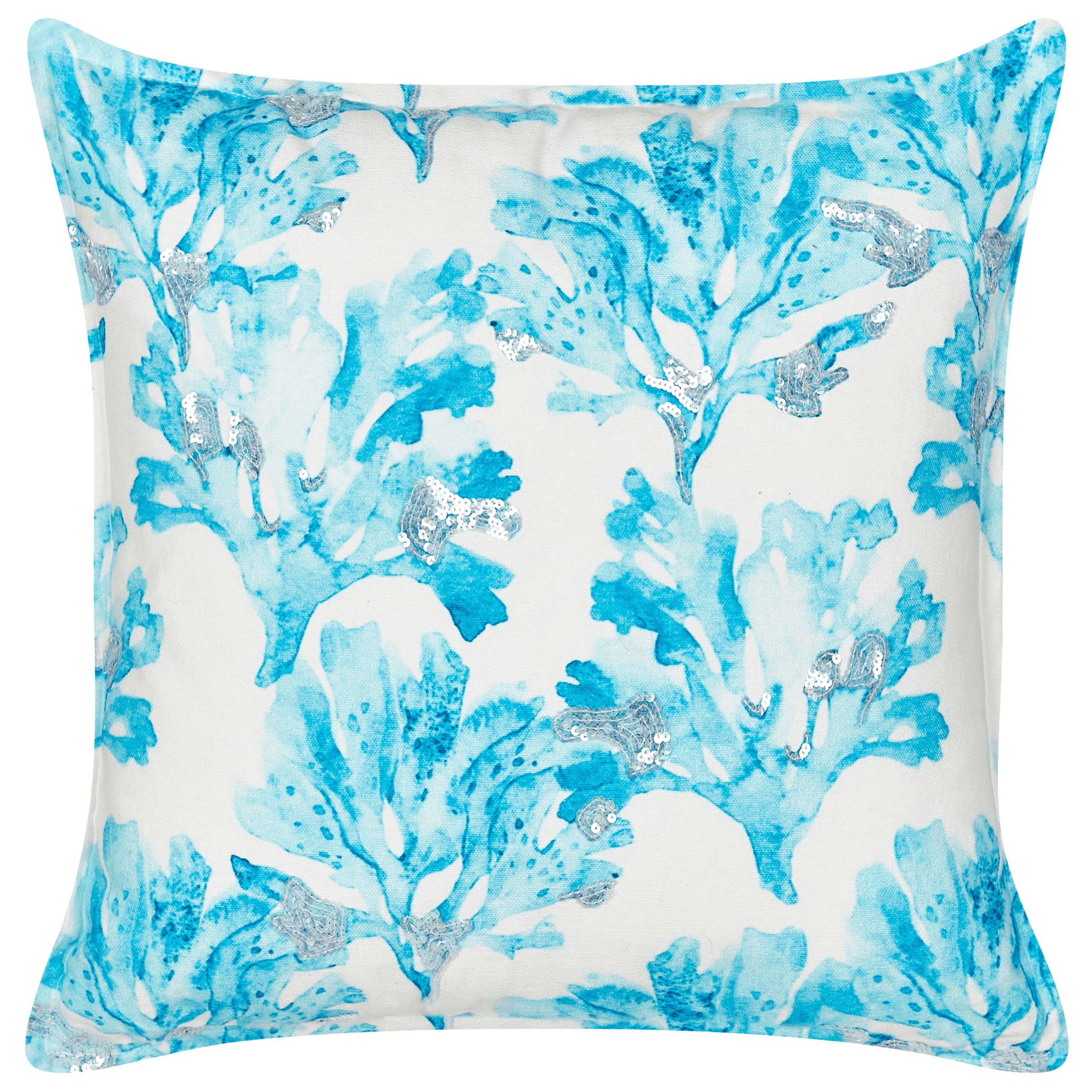 Koristetyyny ROCKWEED puuvilla 45 x 45 cm Valkoinen Kukkakuvio