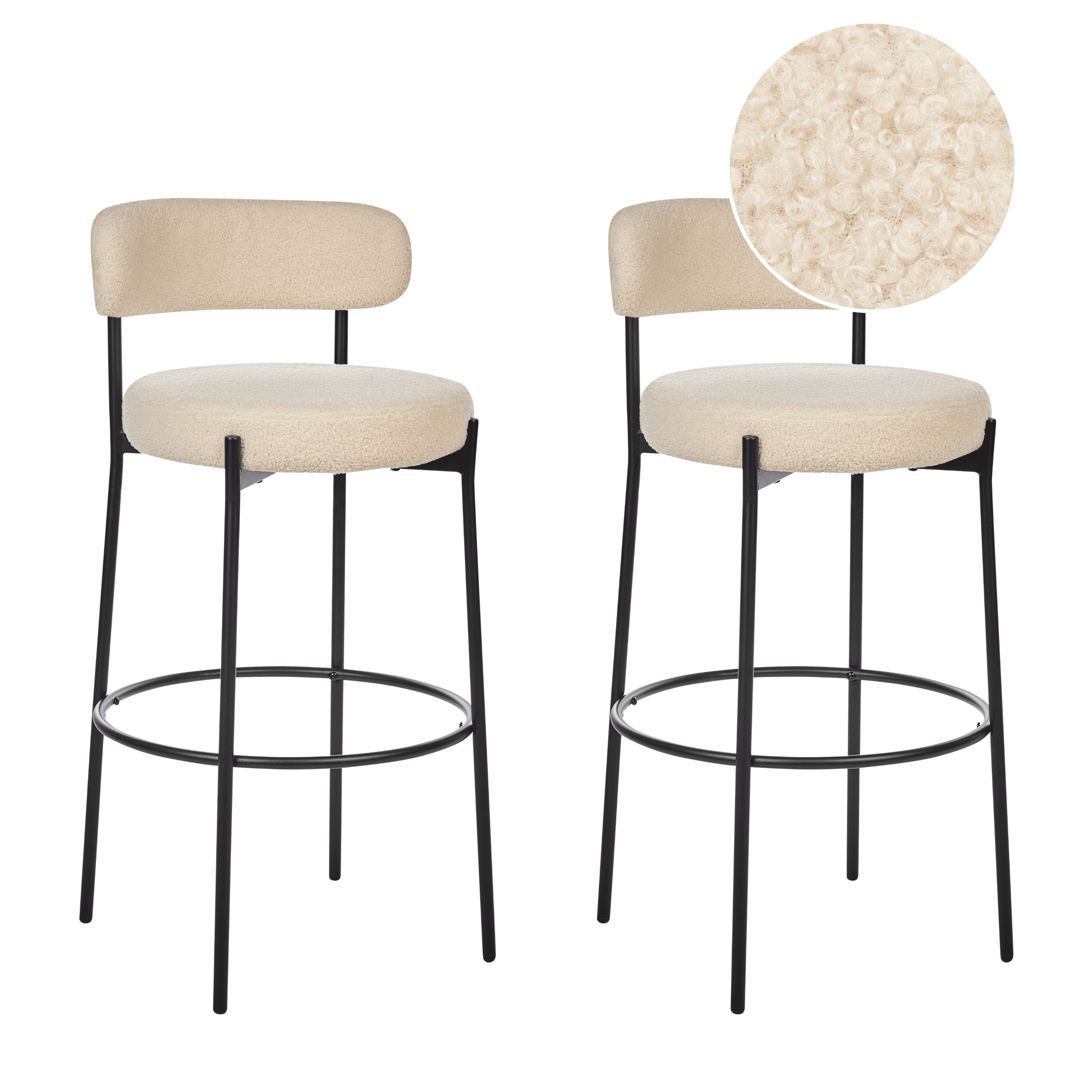 Baarituolisetti 2 kpl ALLISON buklee Vaaleanbeige