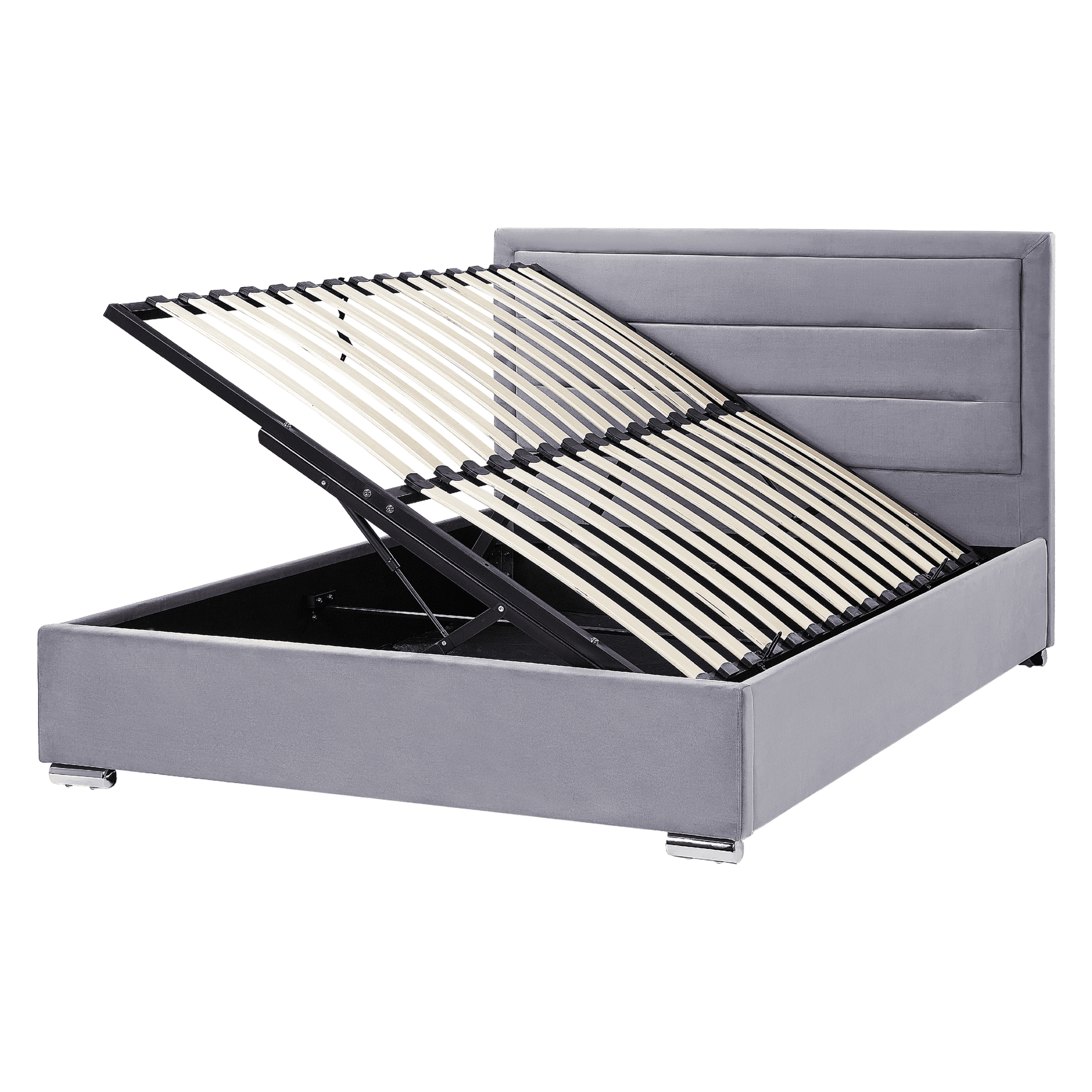 Sänky säilytystilalla sametti ROUEN 160 x 200 cm Tummanharmaa