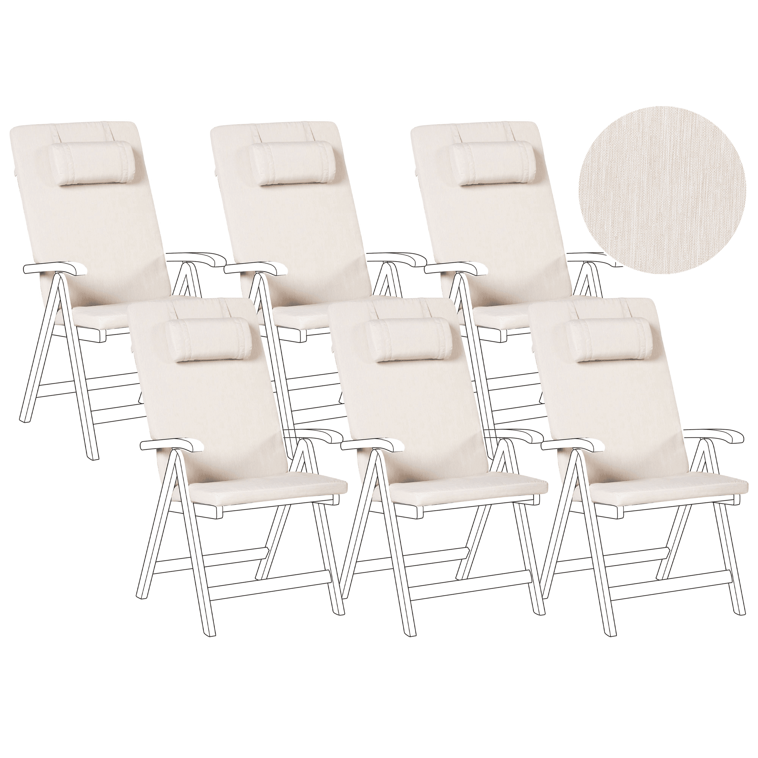 Selkä-/istuintyynysetti 6 kpl JAVA/AMANTEA PREMIUM 50 x 70 cm Vaaleanbeige