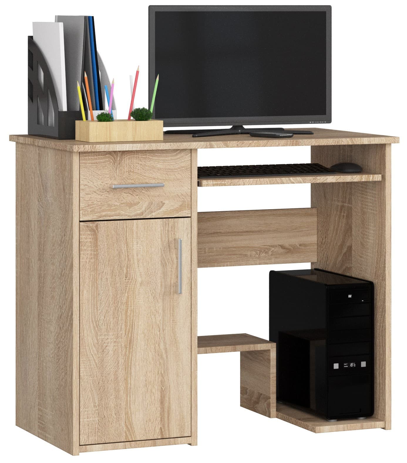 Akord Kirjoituspöytä Pin 1 laatikko 1 kaappi vasen Sonoma-tammi 90x50x74