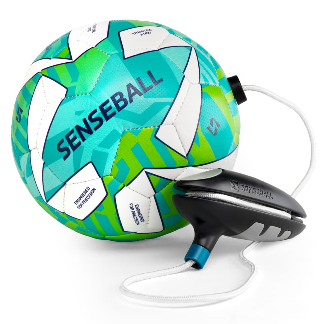 SenseBall® jalkapallon potkuvalmennuspallo ja sovellus - koko 2, vihreä-valkoinen - yli 50 valmennusvideota - pallonhallinnan harjoittelu lapsille