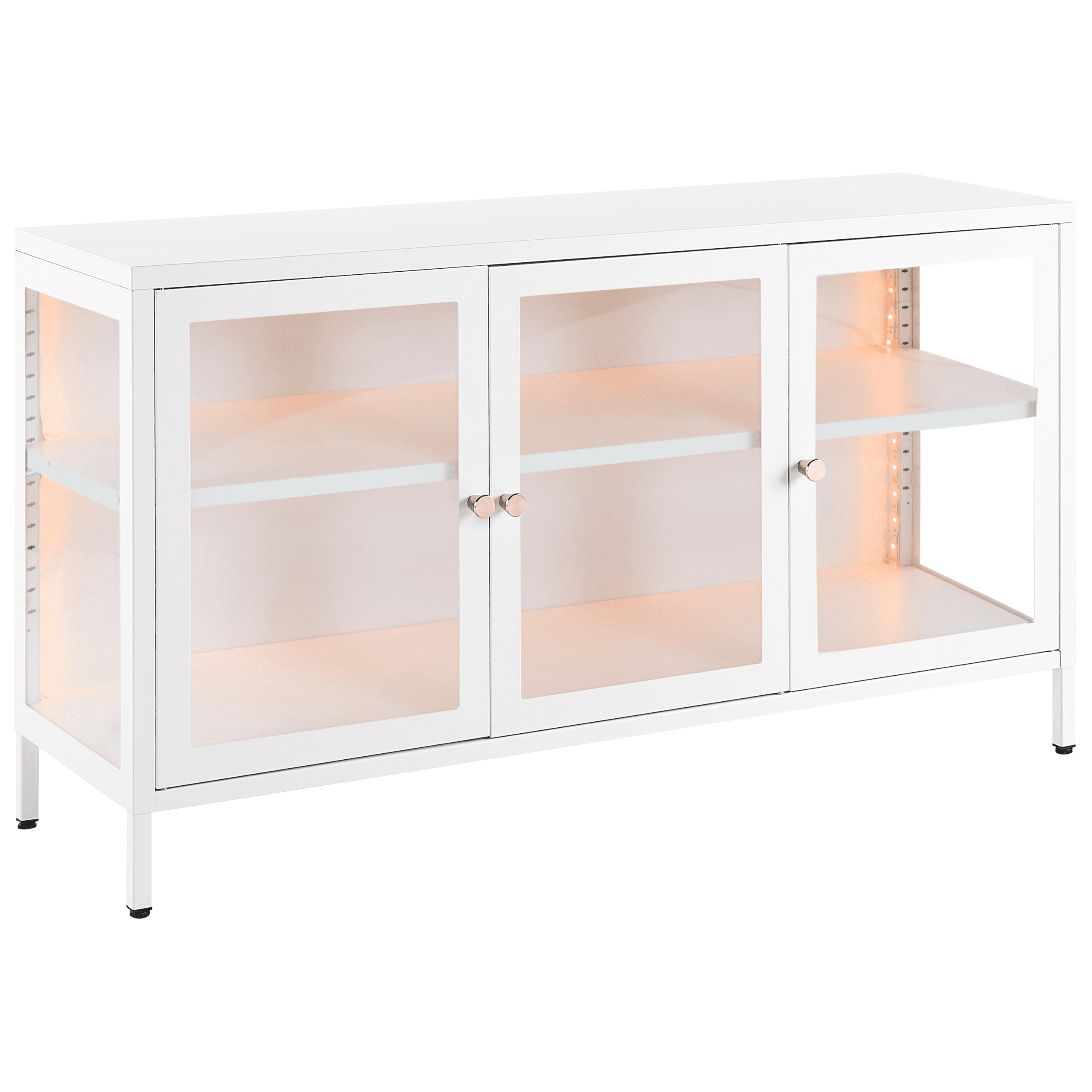 Lasivitriinikaappi LED-valo NEWPORT metalli 115 cm Valkoinen