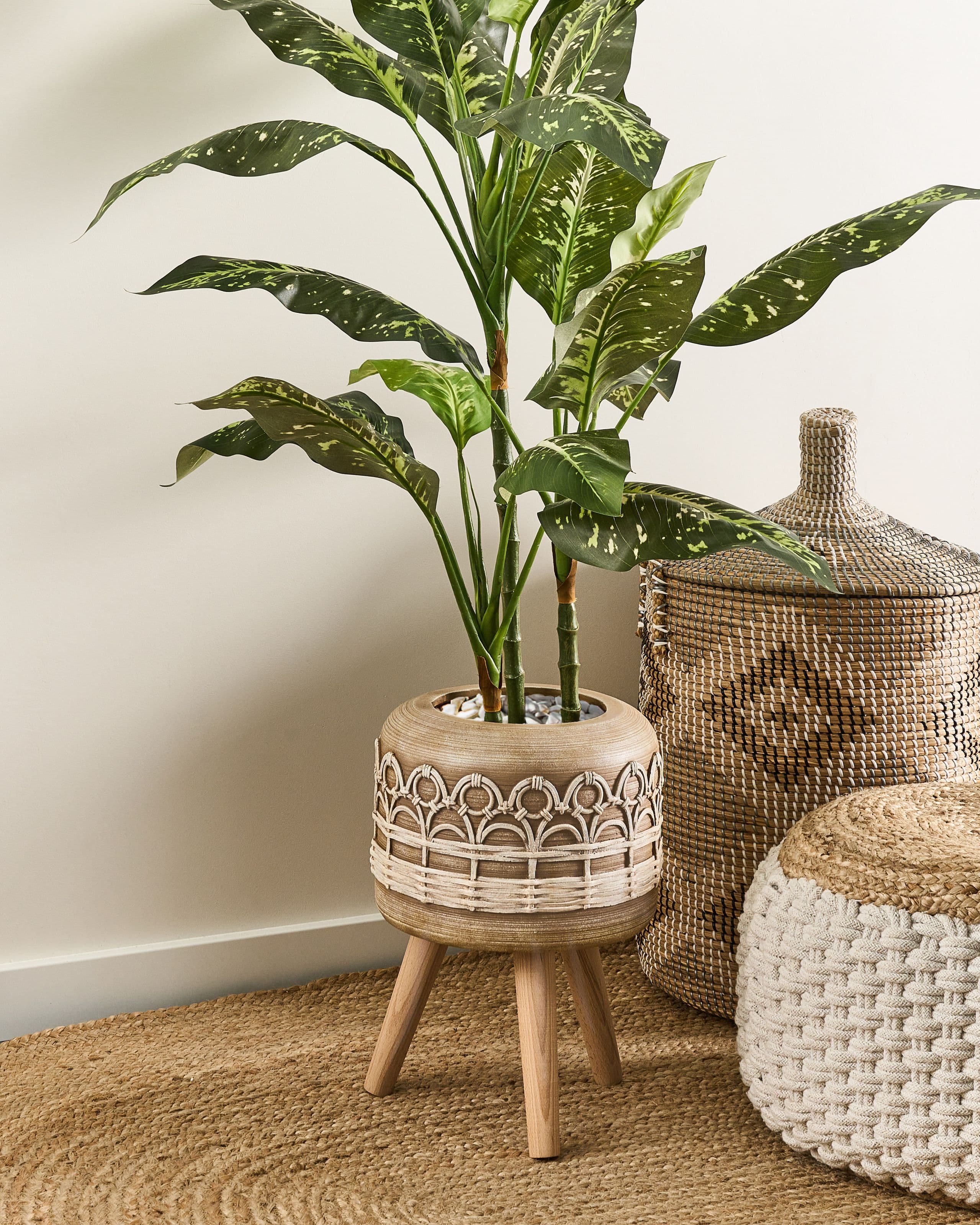 Korotettu kukkaruukku CYRTOMIUM 27 cm Vaaleanruskea