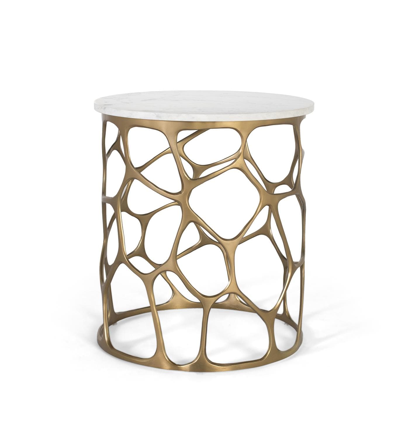 Käsintehty sohvapöytä marmorista ja alumiinista