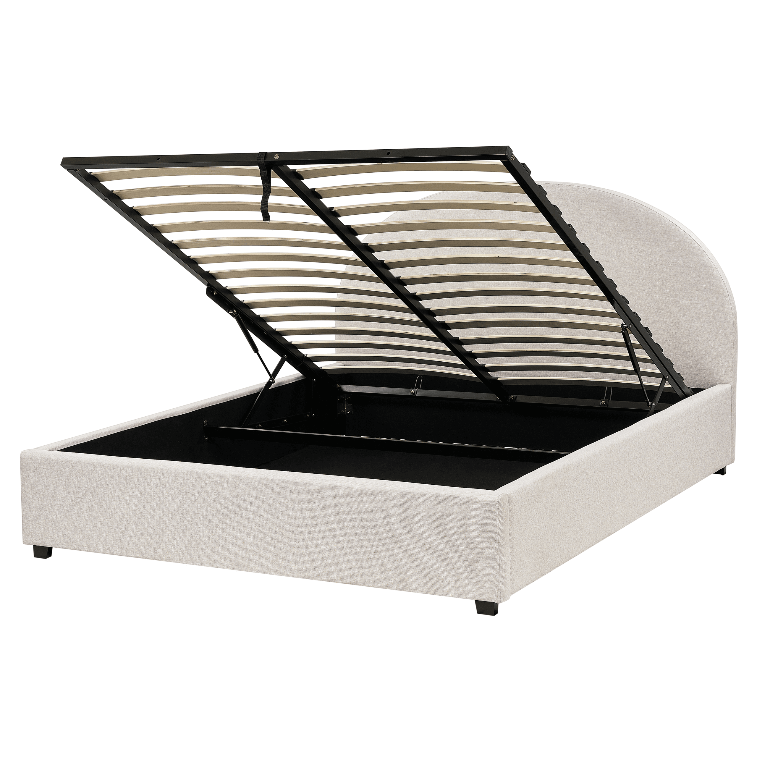 Sänky säilytystilalla kangas VAUCLUSE 160 x 200 cm Vaaleanbeige