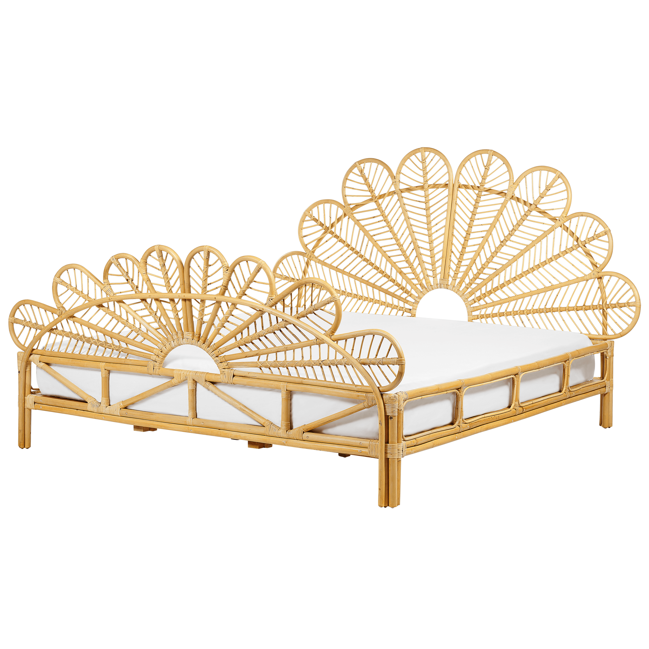 Sänky rottinki FLORENTINE 180 x 200 cm Vaaleanruskea